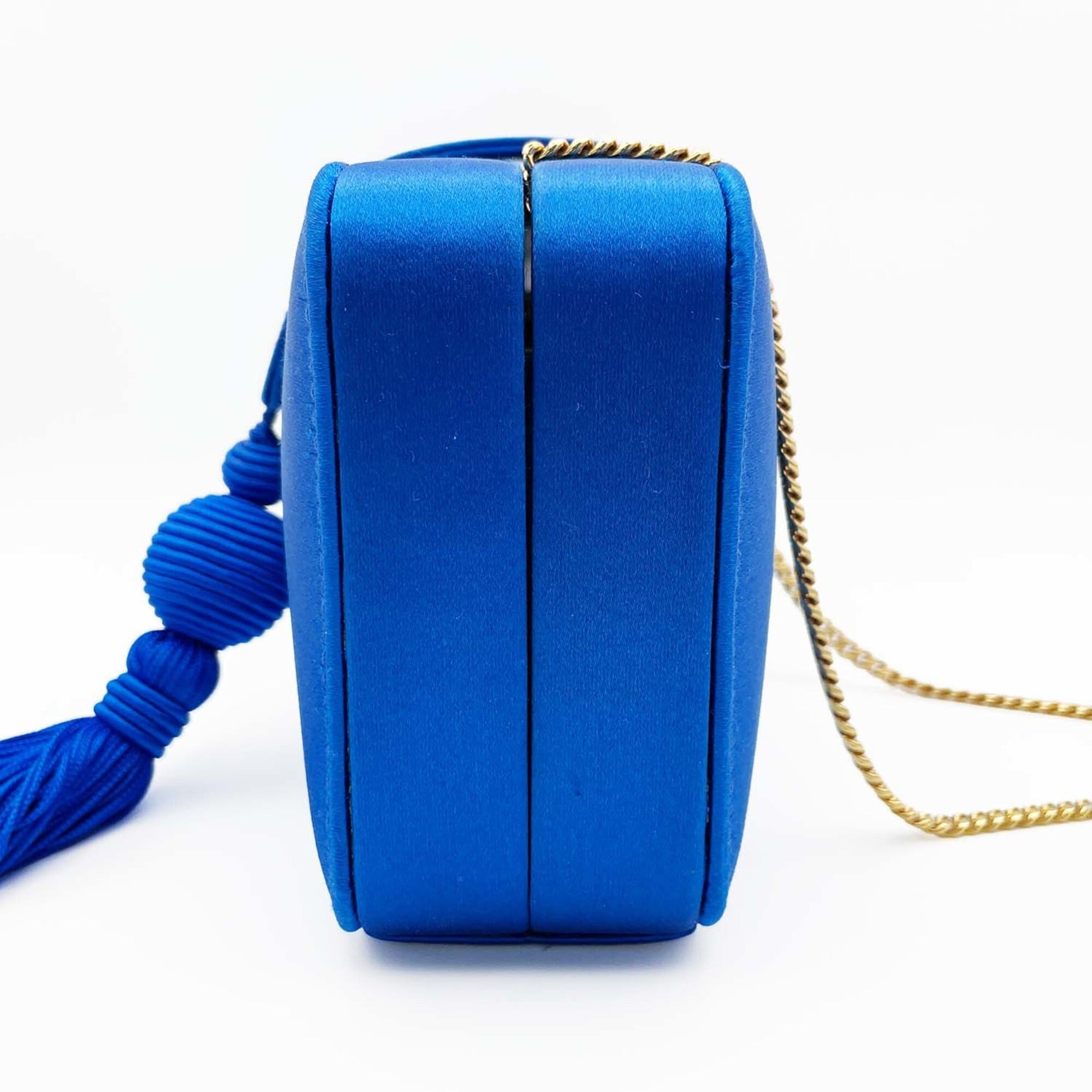 Loewe Blue Satin Clutch Bag Shoulder Bag (Pre-Owned)