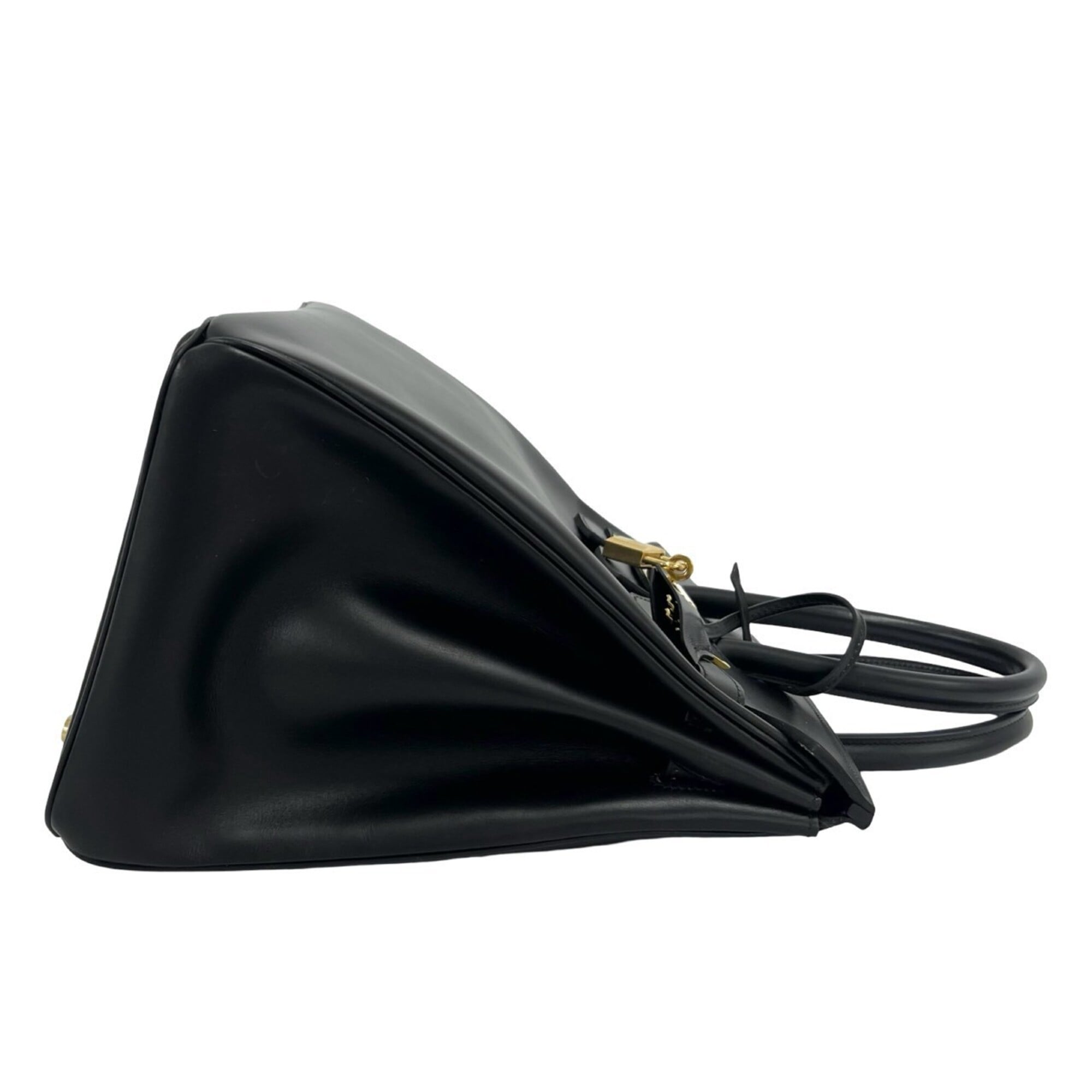 Hermes Black Box Calf Leather Handbag Tote Bag (Pre-Owned)