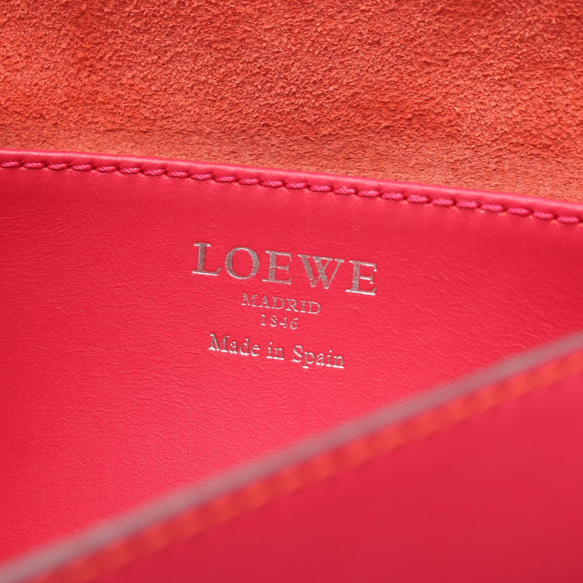 Loewe Orange Red Color Leather Handbag Shoulder Bag (Pre-Owned)