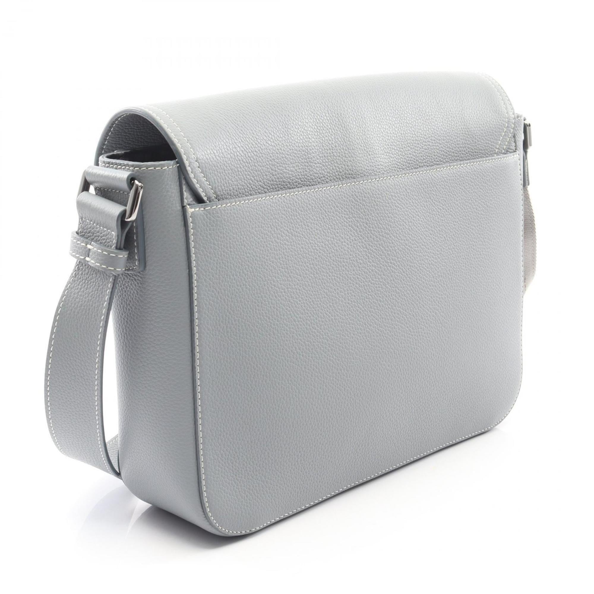Christian Dior Gray Leather Handbag Saddle Bag Shoulder Bag (Pre-Owned)