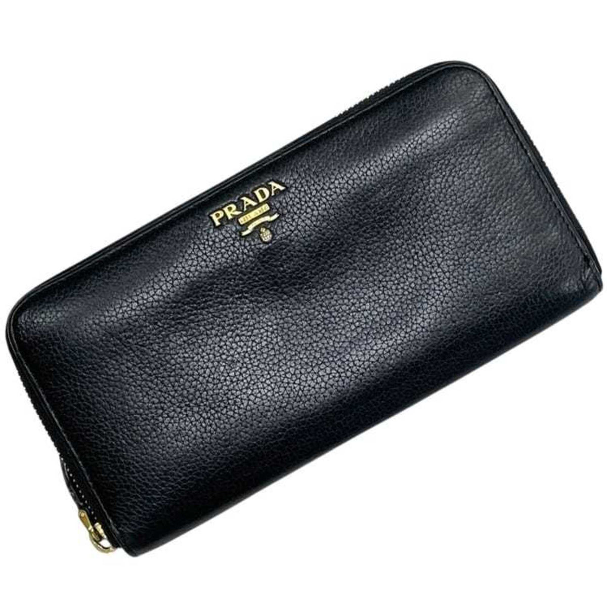 Prada Black Leather Long Wallet (Bi-Fold) (Pre-Owned)