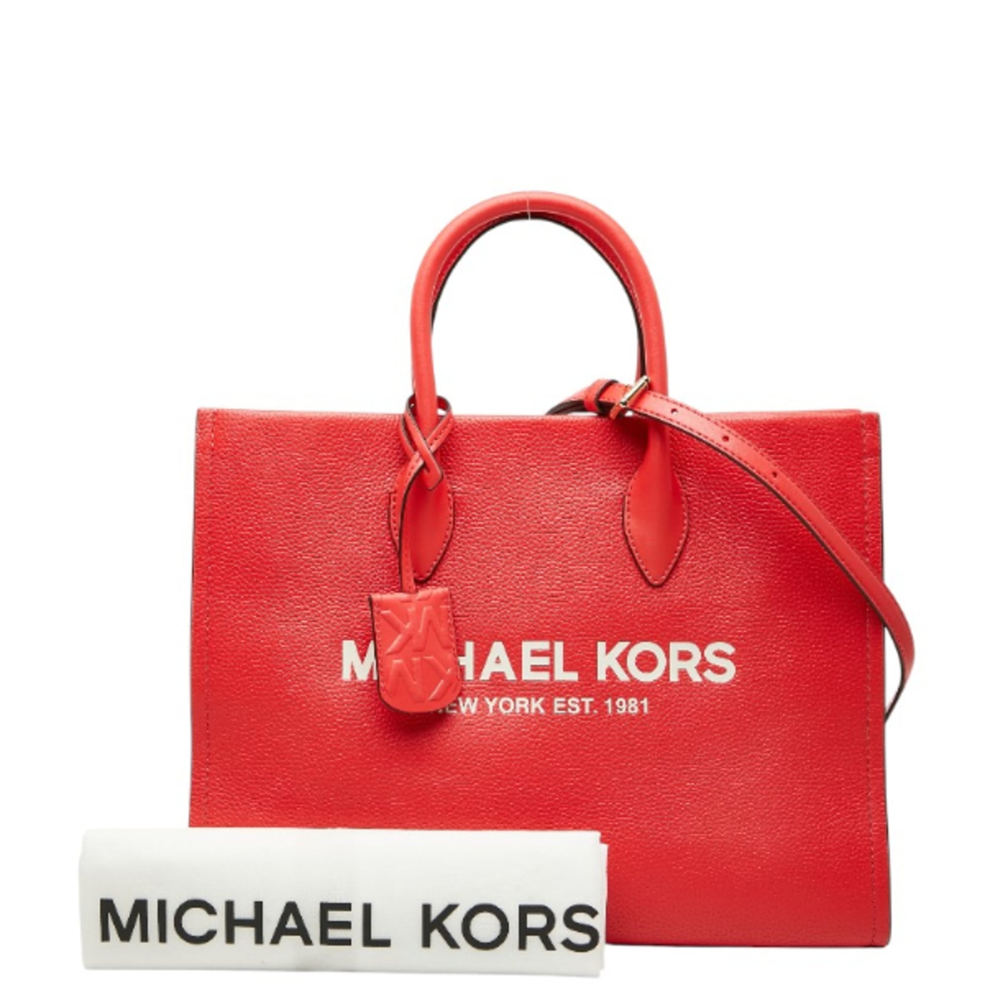 Michael Kors Red Color Leather Handbag Shoulder Bag Tote Bag (Pre-Owned)