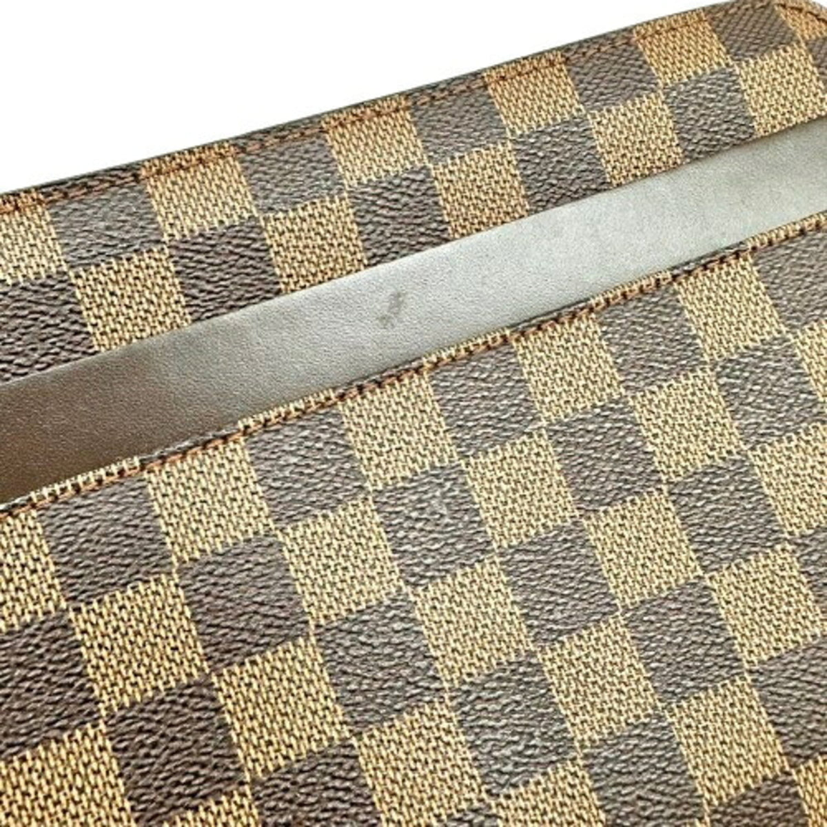 Louis Vuitton Brown Damier Canvas Leather Clutch Bag (Pre-Owned)