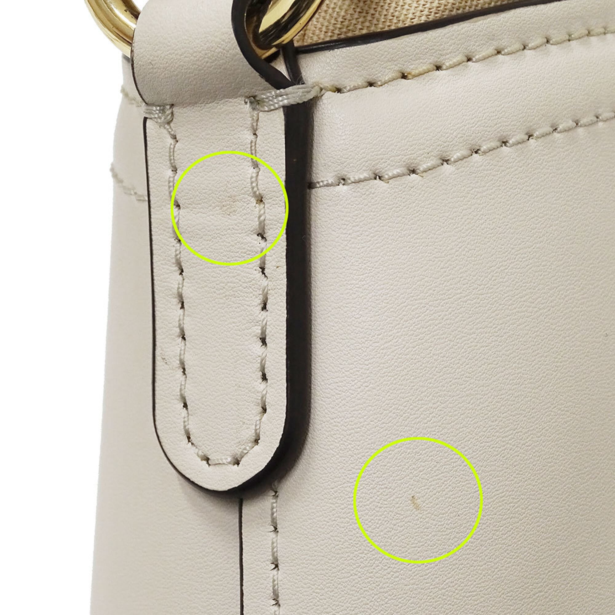 Michael Kors Beige Ivory Leather Canvas Handbag Shoulder Bag (Pre-Owned)