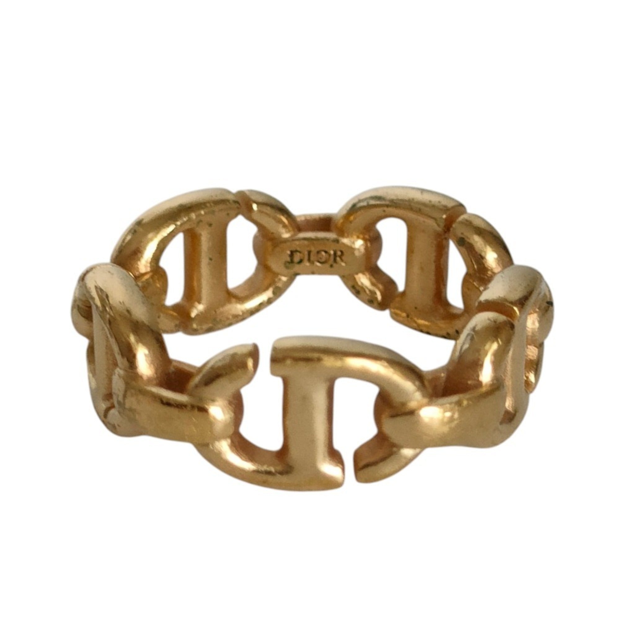 Christian Dior Gold Gold Plating Metal Band Ring (Pre-Owned)