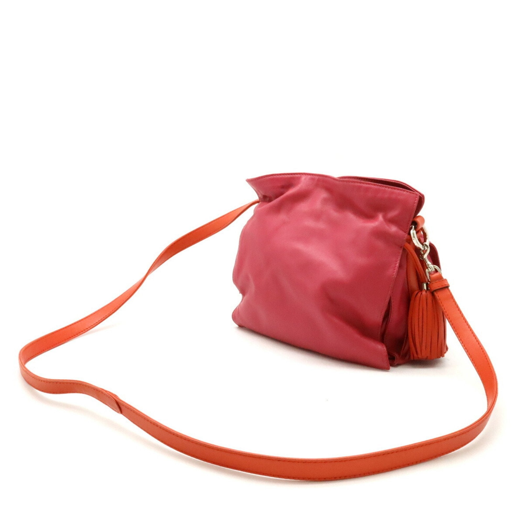 Loewe Orange Red Leather Pochette Shoulder Bag (Pre-Owned)