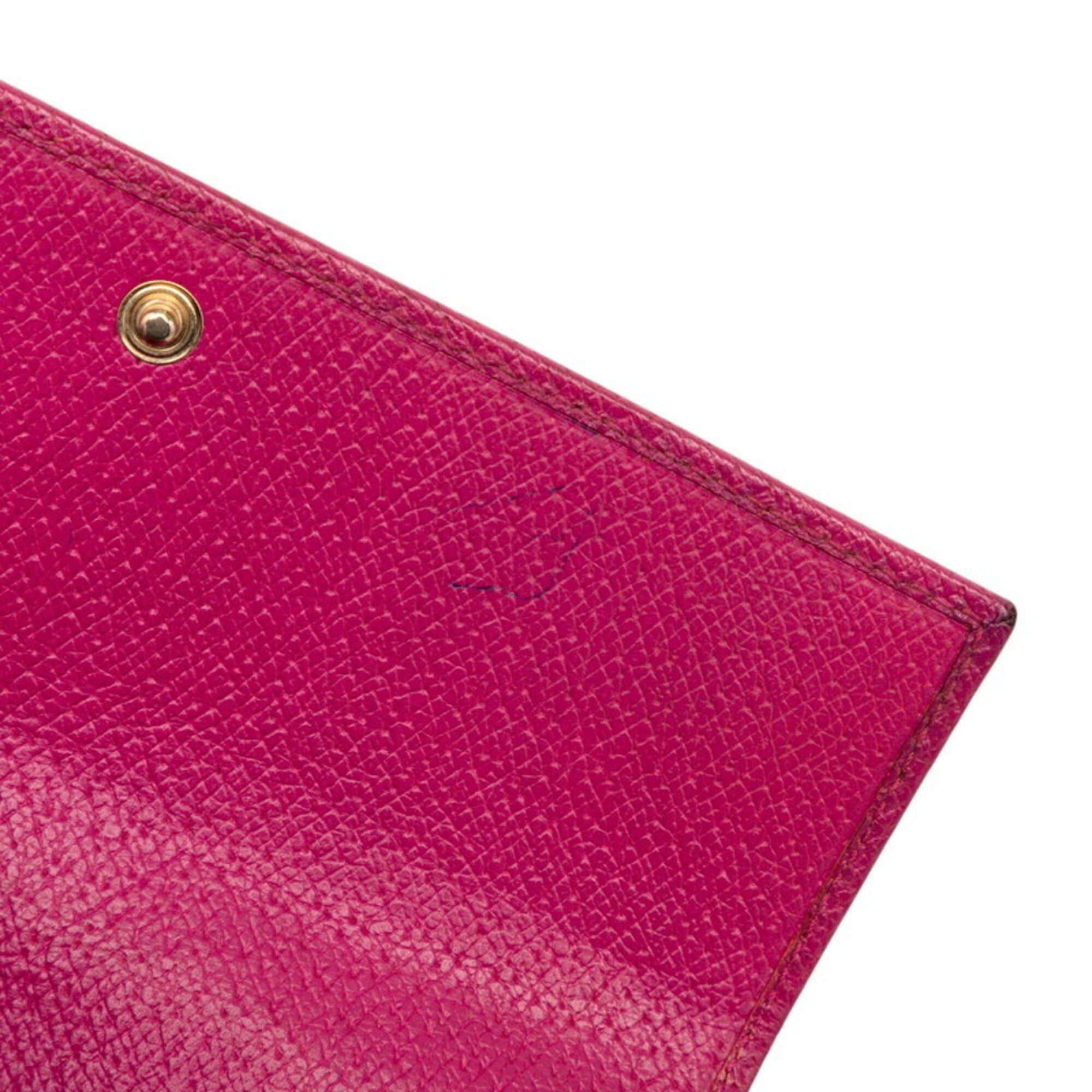 Gucci Beige Pink Canvas Leather Long Wallet (Bi-Fold) (Pre-Owned)