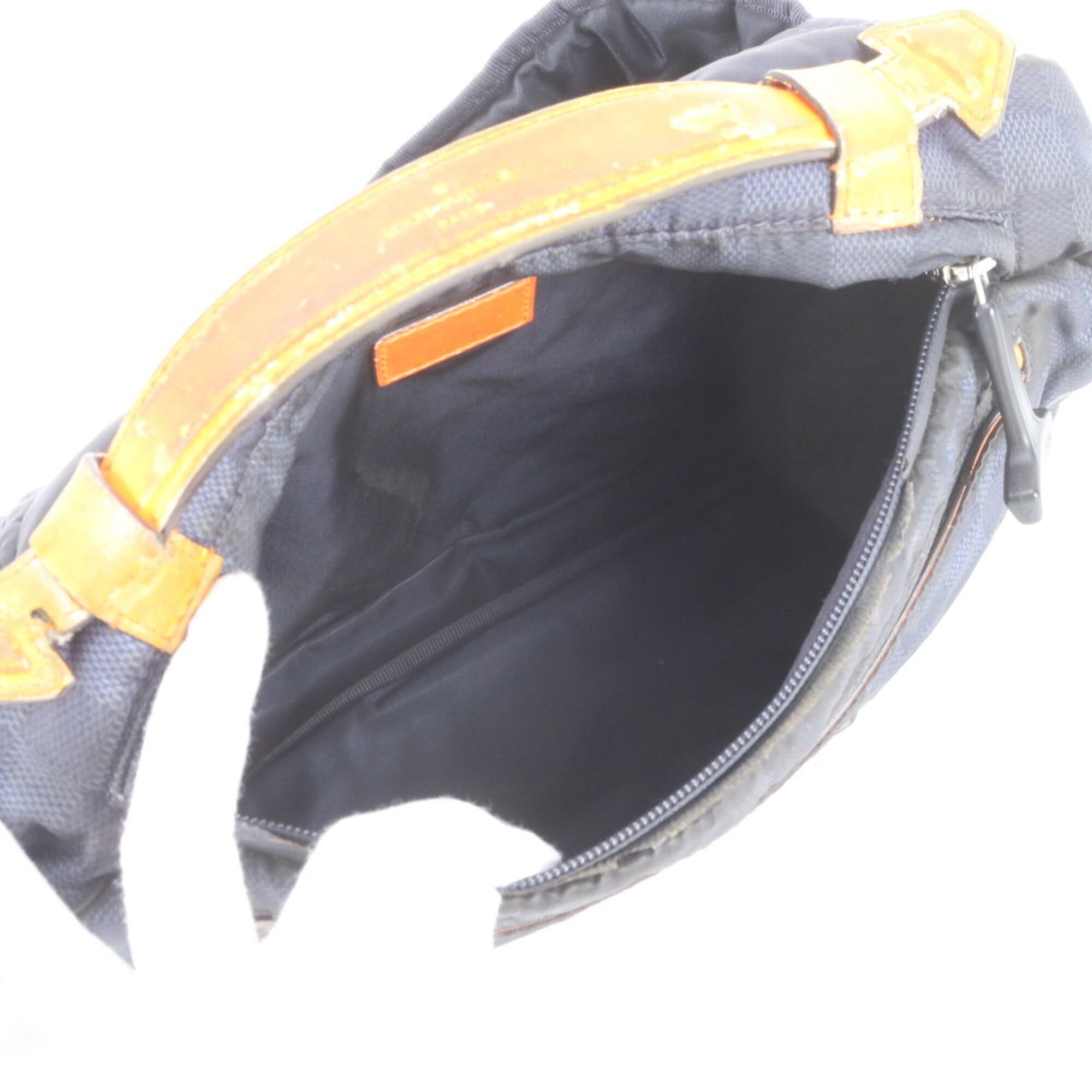 Louis Vuitton Navy Leather Nylon Pouch Sling Bag (Pre-Owned)