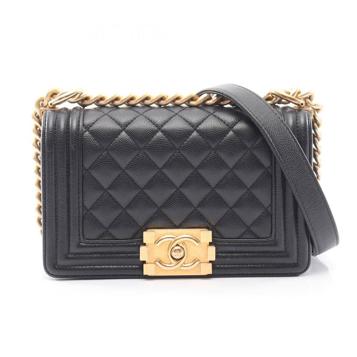Chanel Black Grained Calfskin Handbag Shoulder Bag (Pre-Owned)