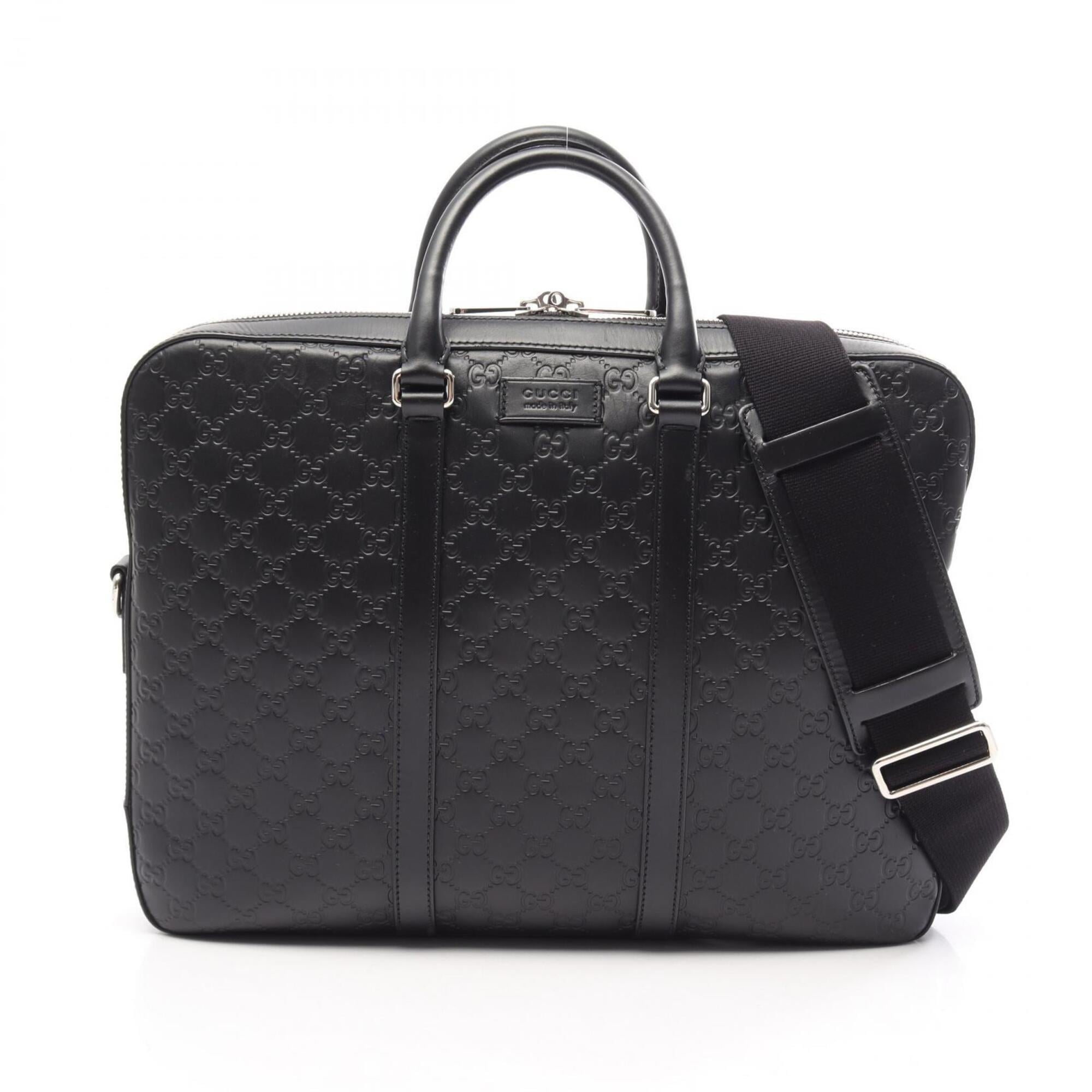 Gucci Black Leather Briefcase Handbag (Pre-Owned)