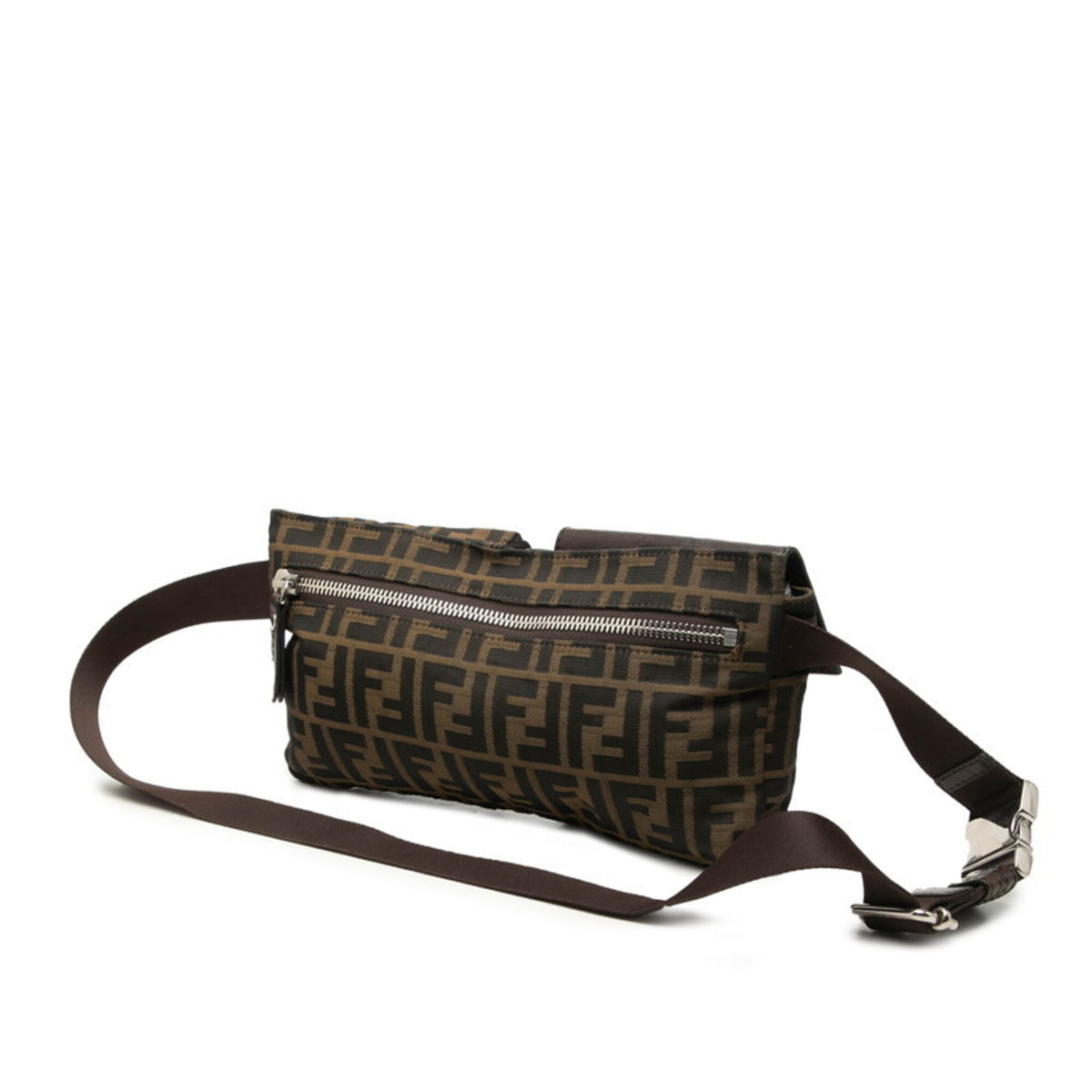 Fendi Zucca Brown Canvas Leather Sling Bag (Pre-Owned)