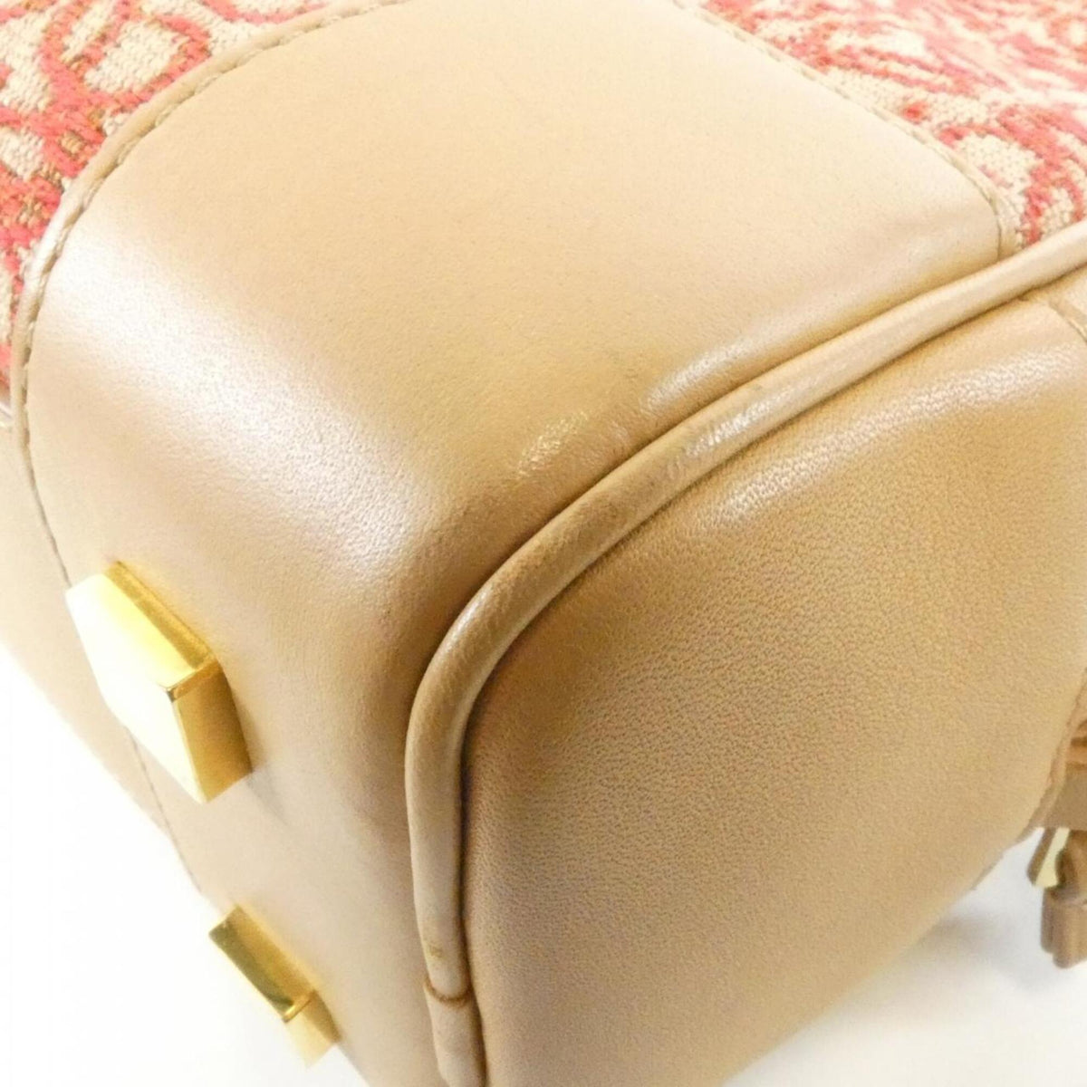 Loewe Red Color Canvas Leather Handbag (Pre-Owned)