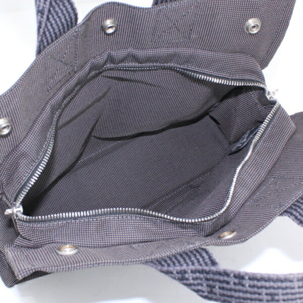 Hermes Her Line Gray Canvas Handbag (Pre-Owned)