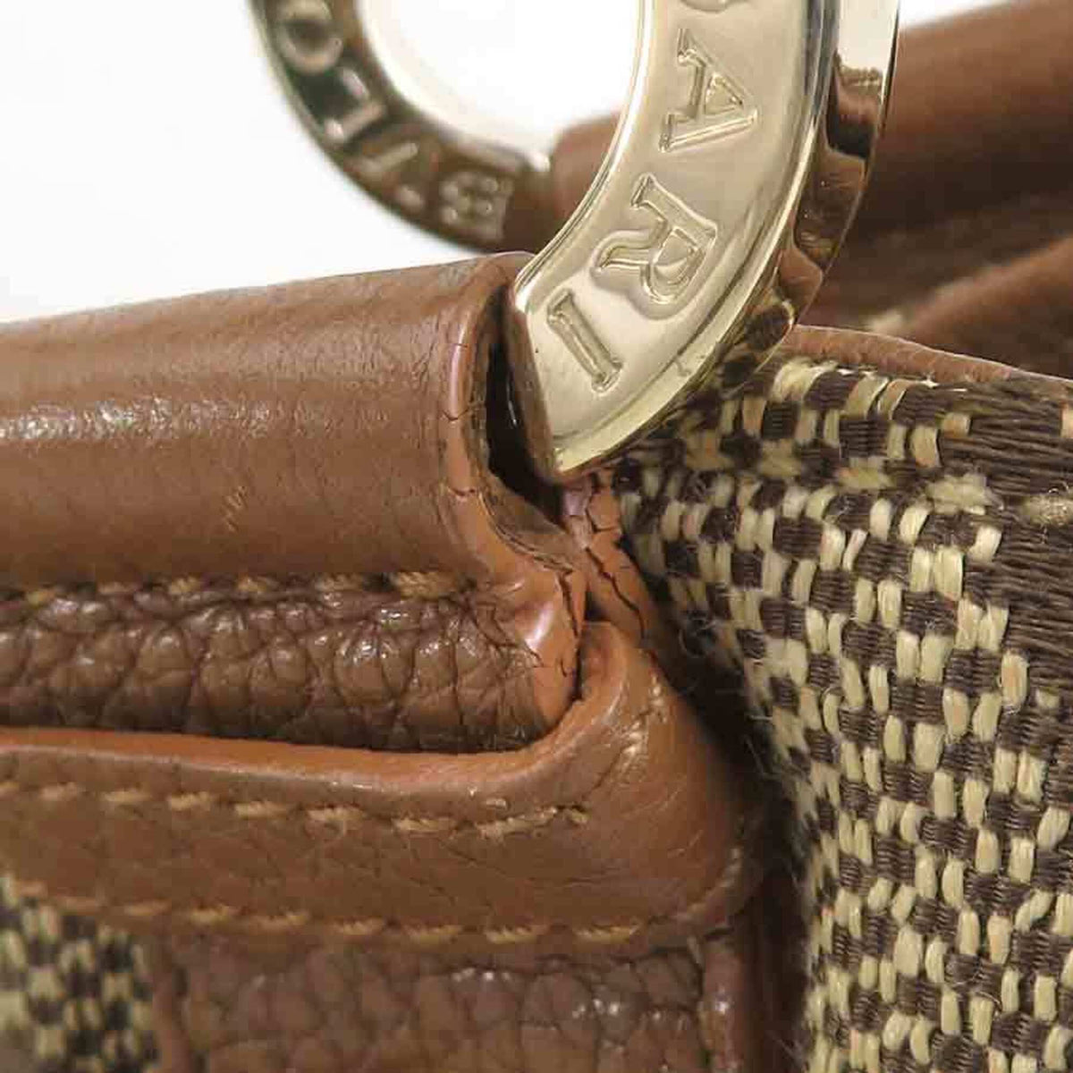 Bvlgari Brown Canvas Leather Handbag (Pre-Owned)