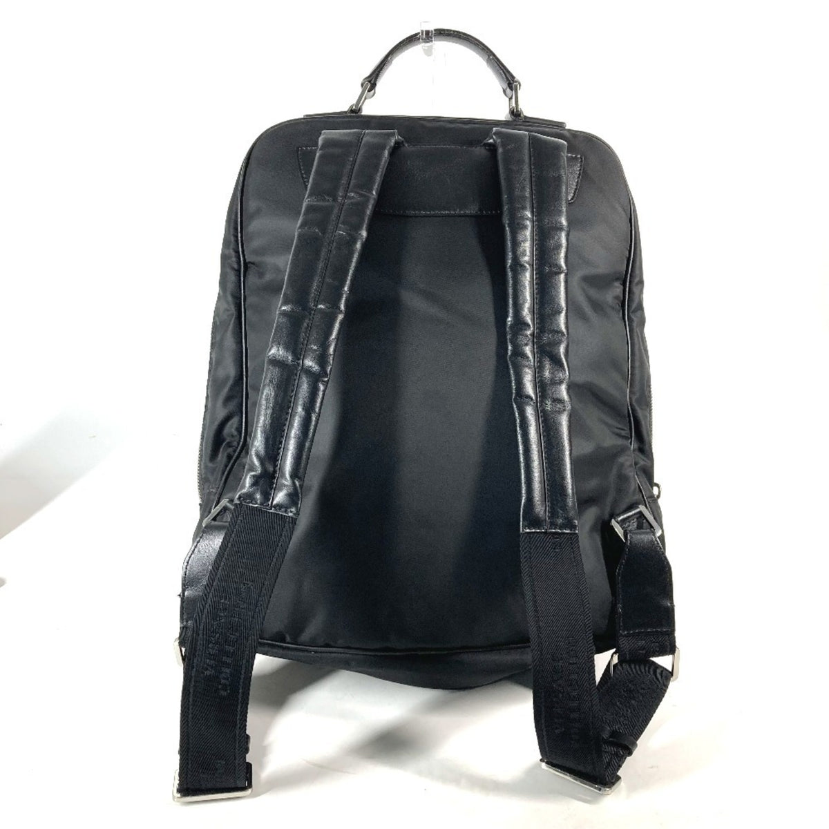 Versace Black Nylon Leather Backpack Handbag (Pre-Owned)