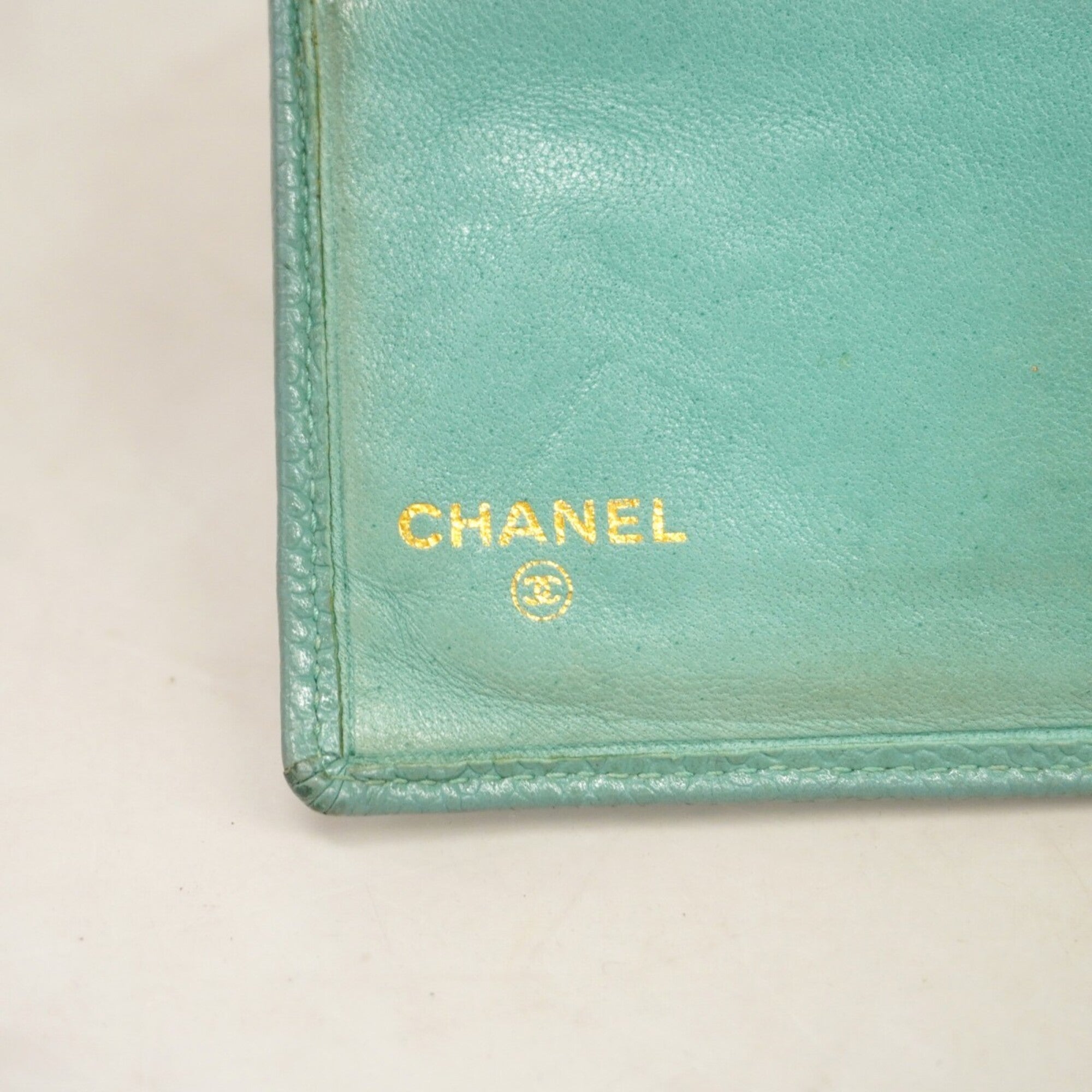 Chanel Green Grained Calfskin Long Wallet (Bi-Fold) (Pre-Owned)