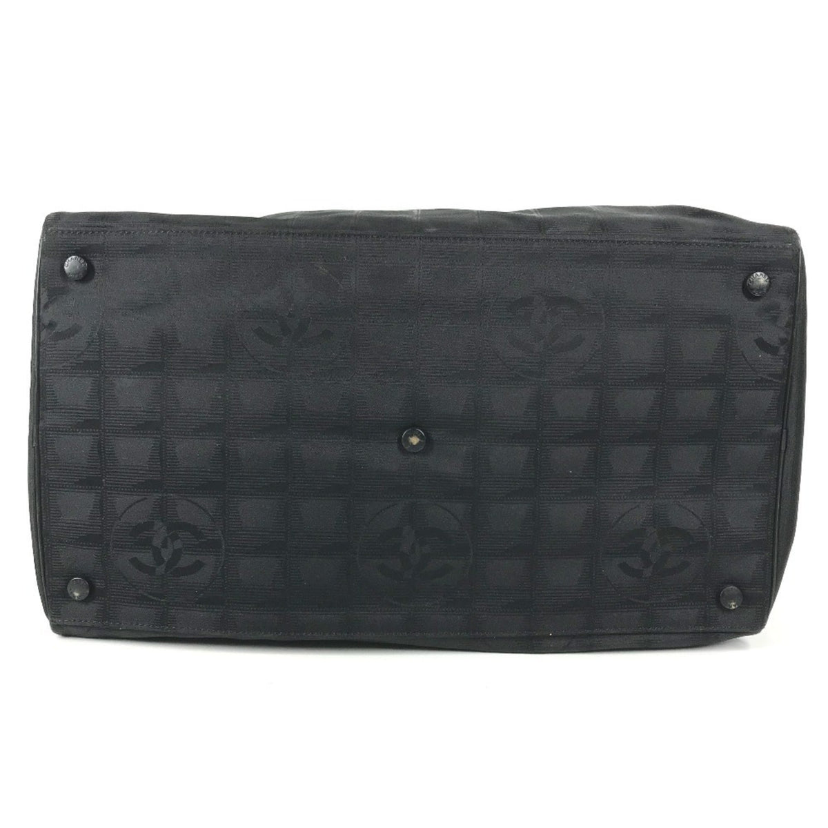 Chanel New Travel Line Black Nylon Leather Boston Bag Handbag (Pre-Owned)
