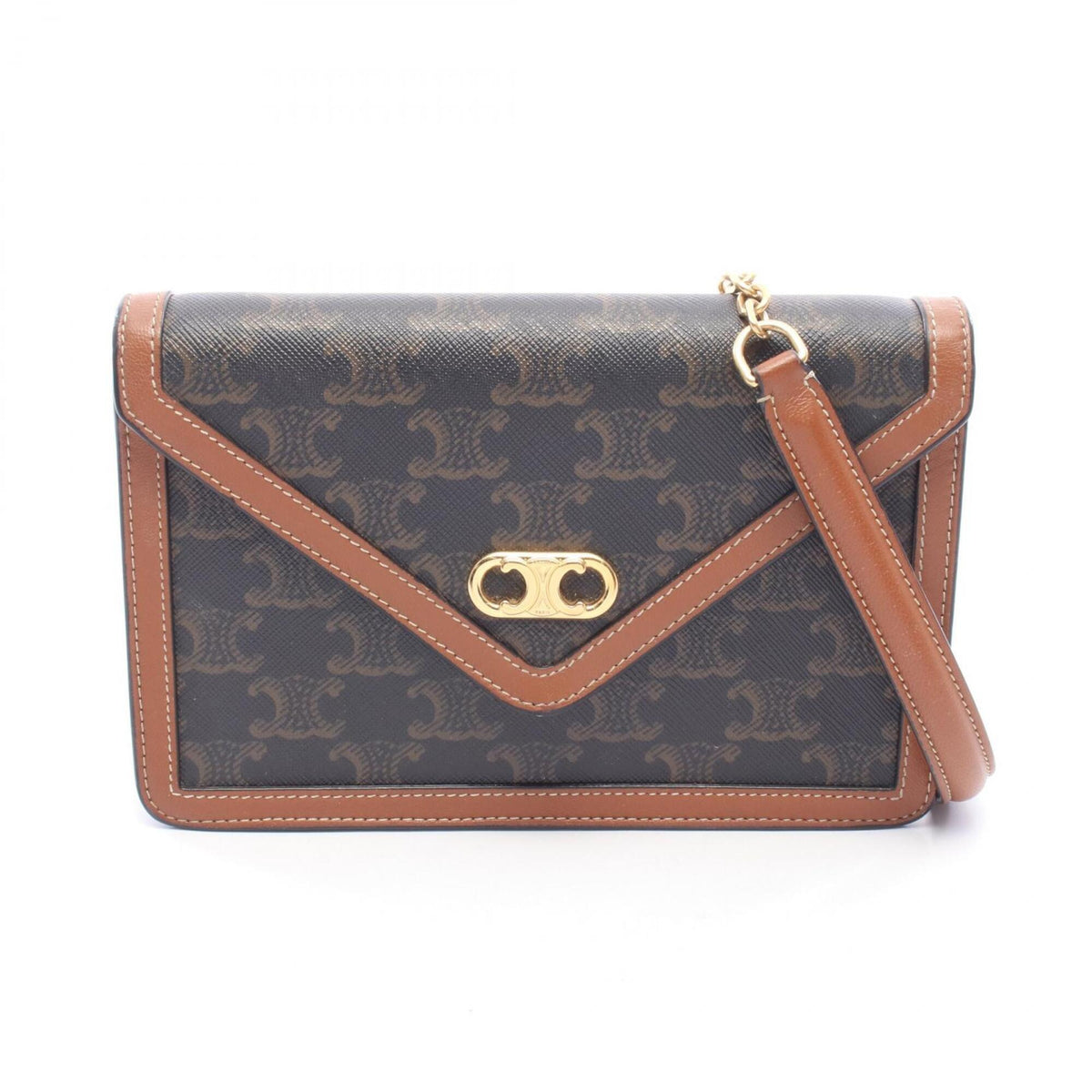 Celine Black Brown Coated Canvas Leather Handbag Shoulder Bag (Pre-Owned)