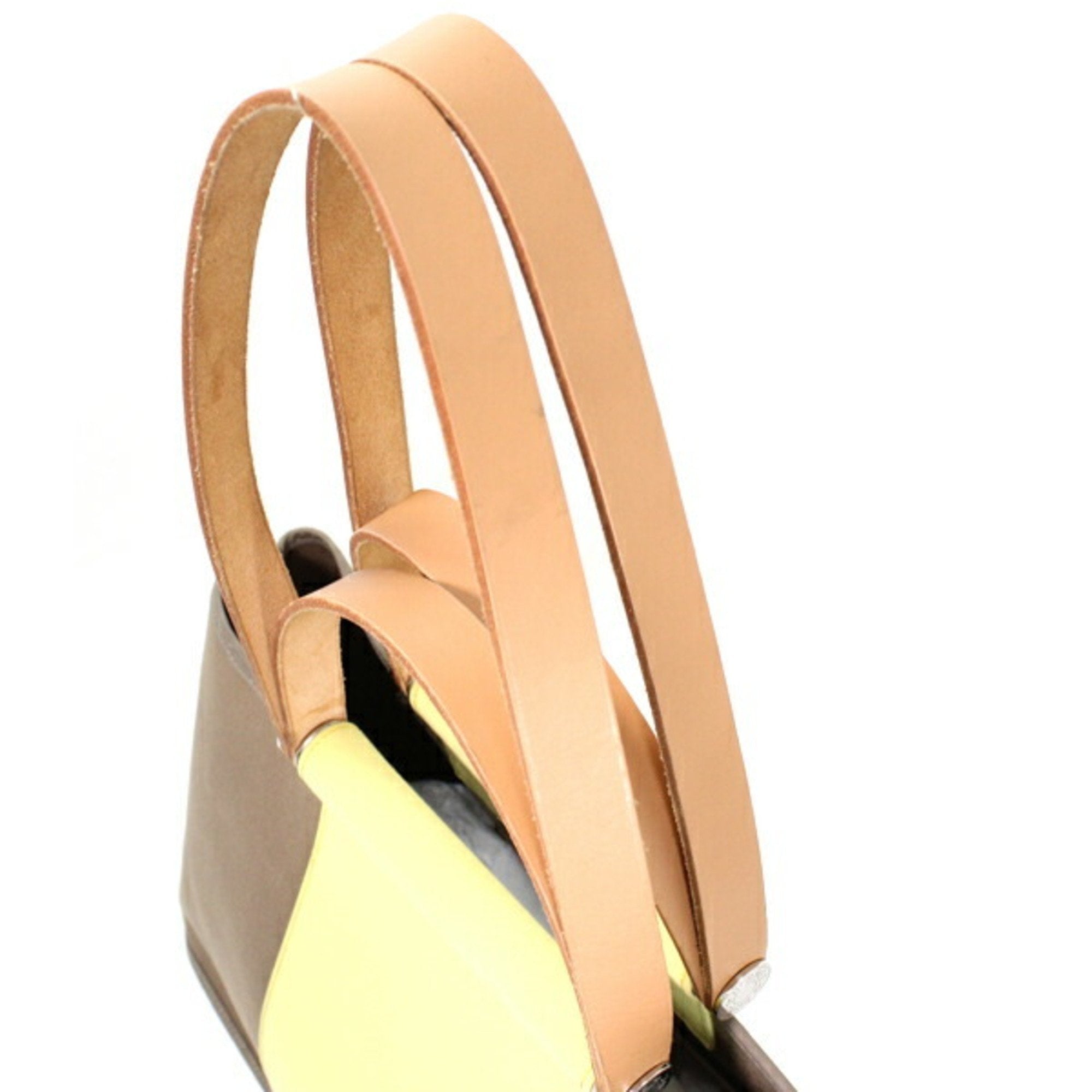 Hermes Etoupe Gray Soufre Toile Officier Leather Handbag (Pre-Owned)