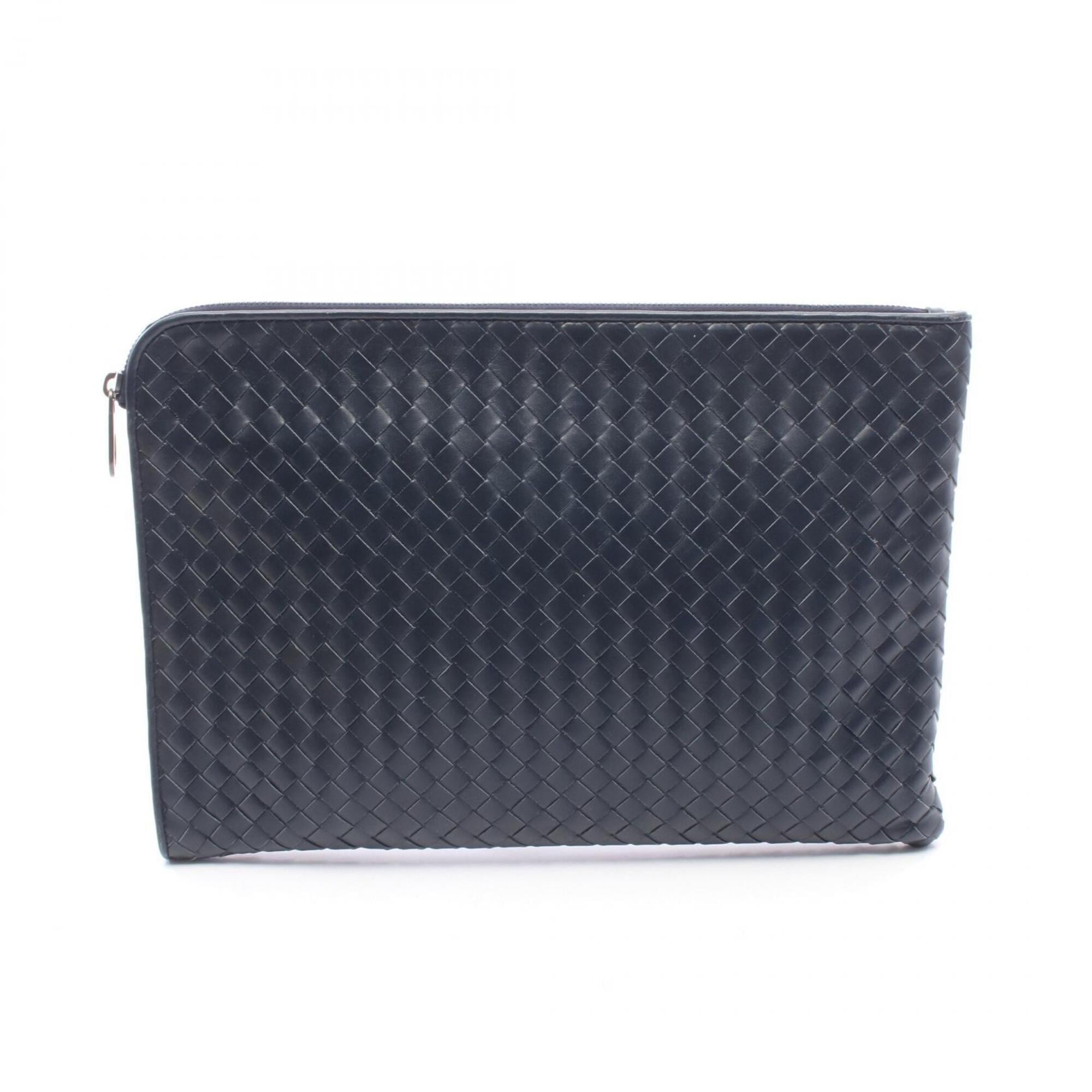 Bottega Veneta Navy Leather Clutch Bag Handbag (Pre-Owned)