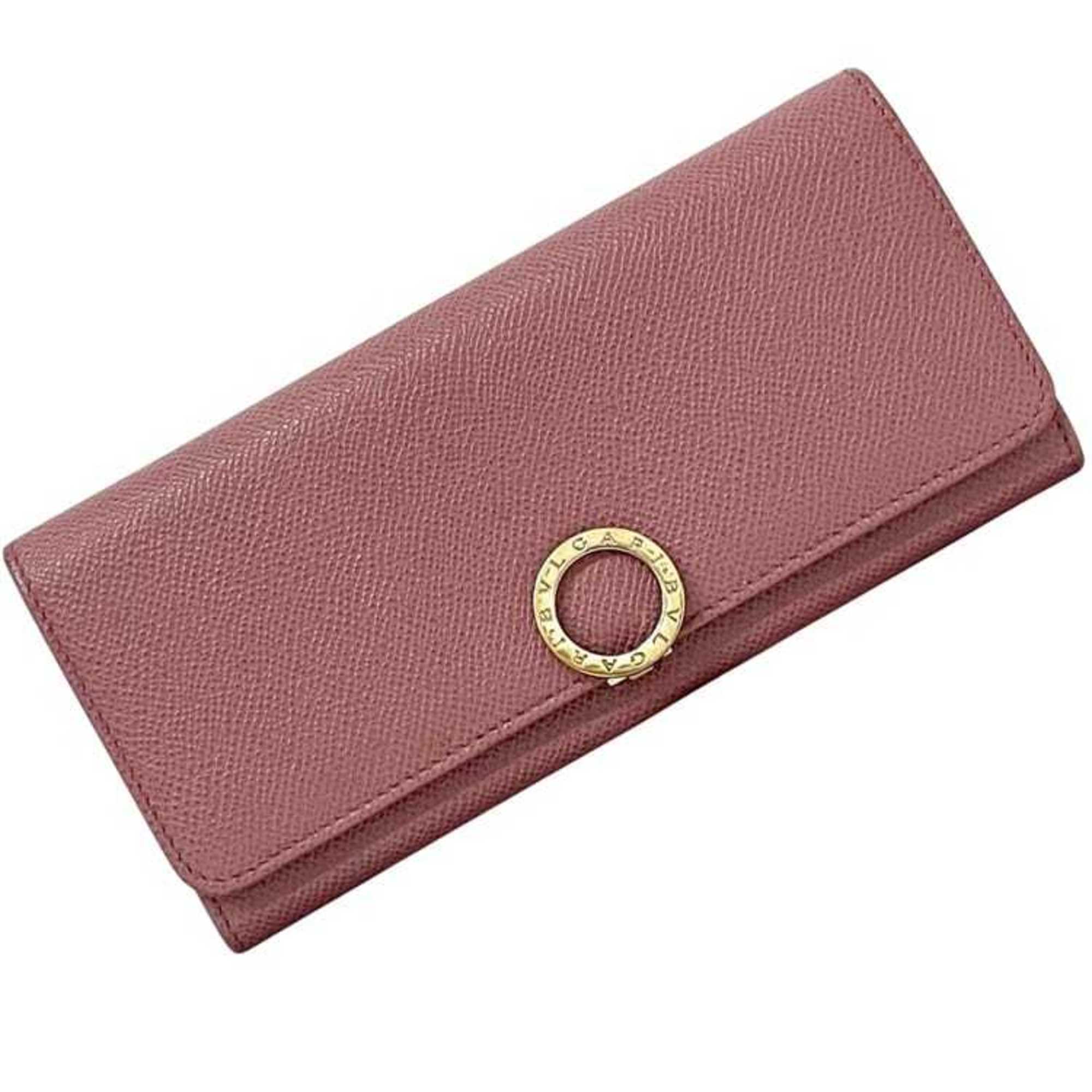 Bvlgari Pink Leather Long Wallet (Bi-Fold) (Pre-Owned)