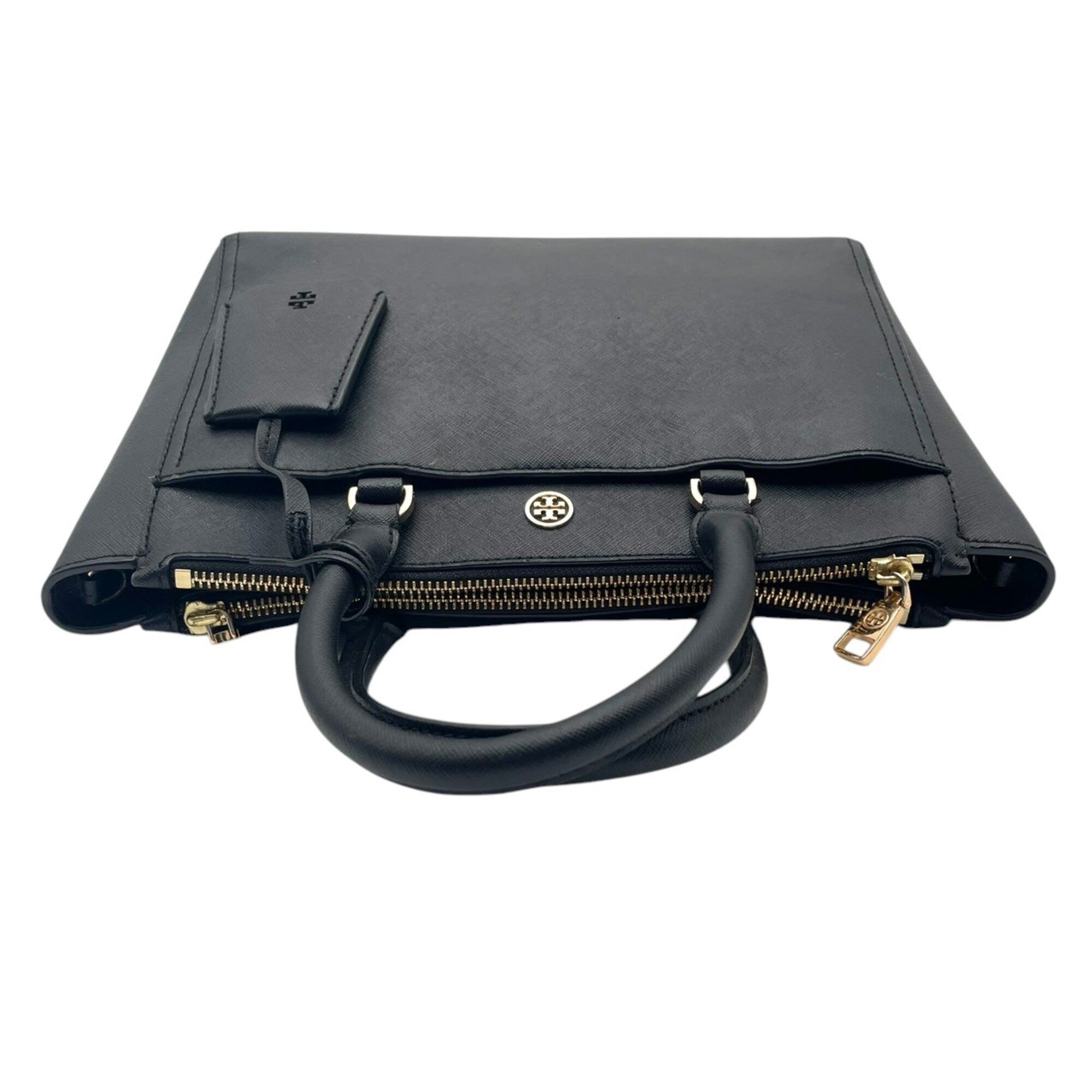 Tory Burch Black Leather Handbag Shoulder Bag Tote Bag (Pre-Owned)