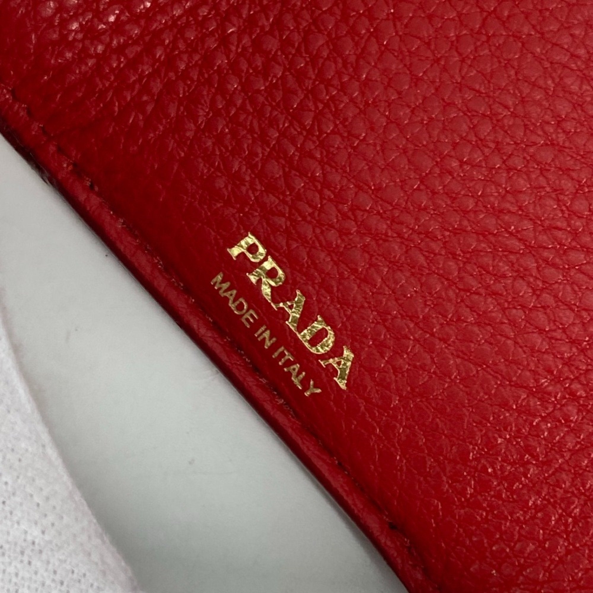 Prada Red Leather Wallet (Tri-Fold) (Pre-Owned)