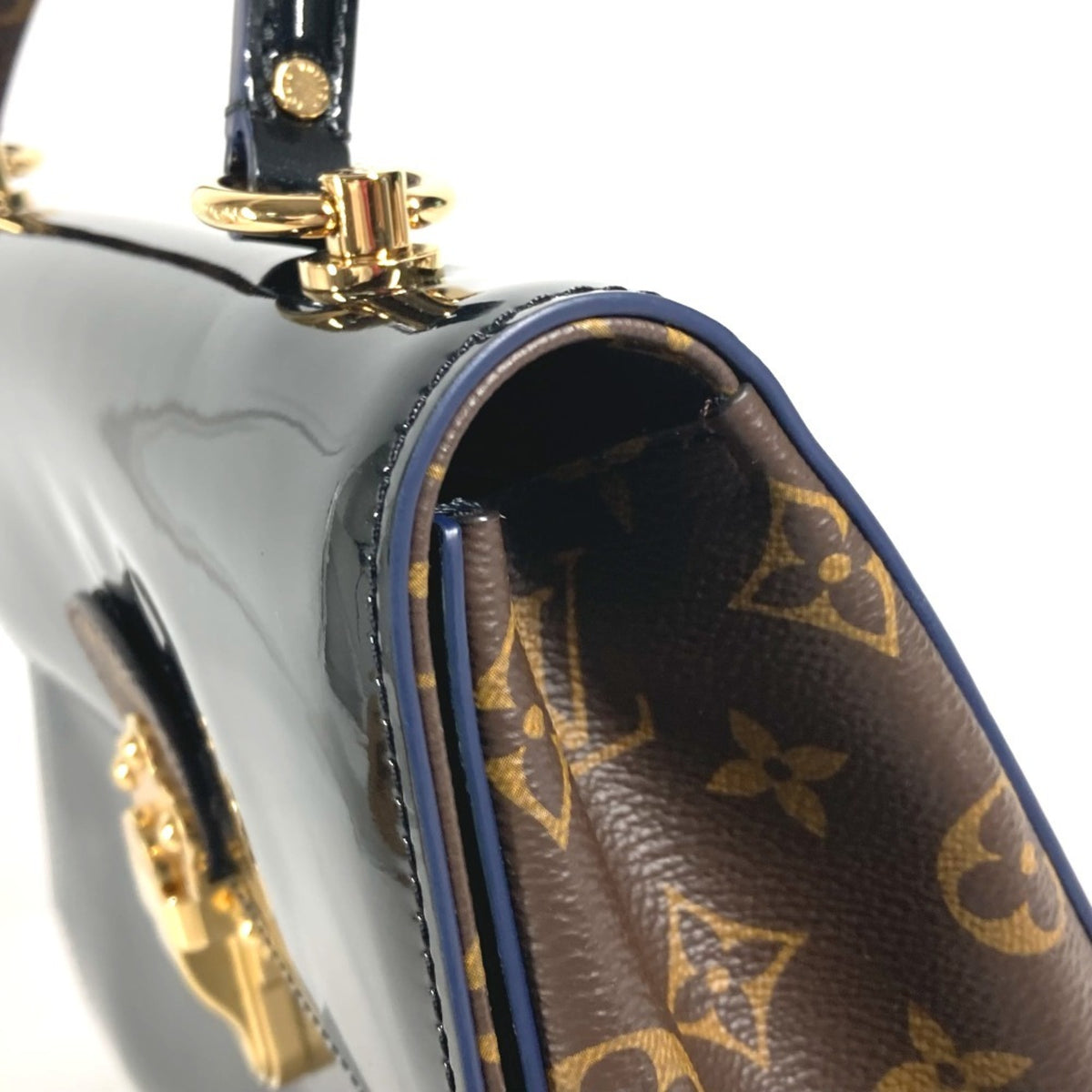 Louis Vuitton Black Brown Patent Leather Monogram Handbag (Pre-Owned)