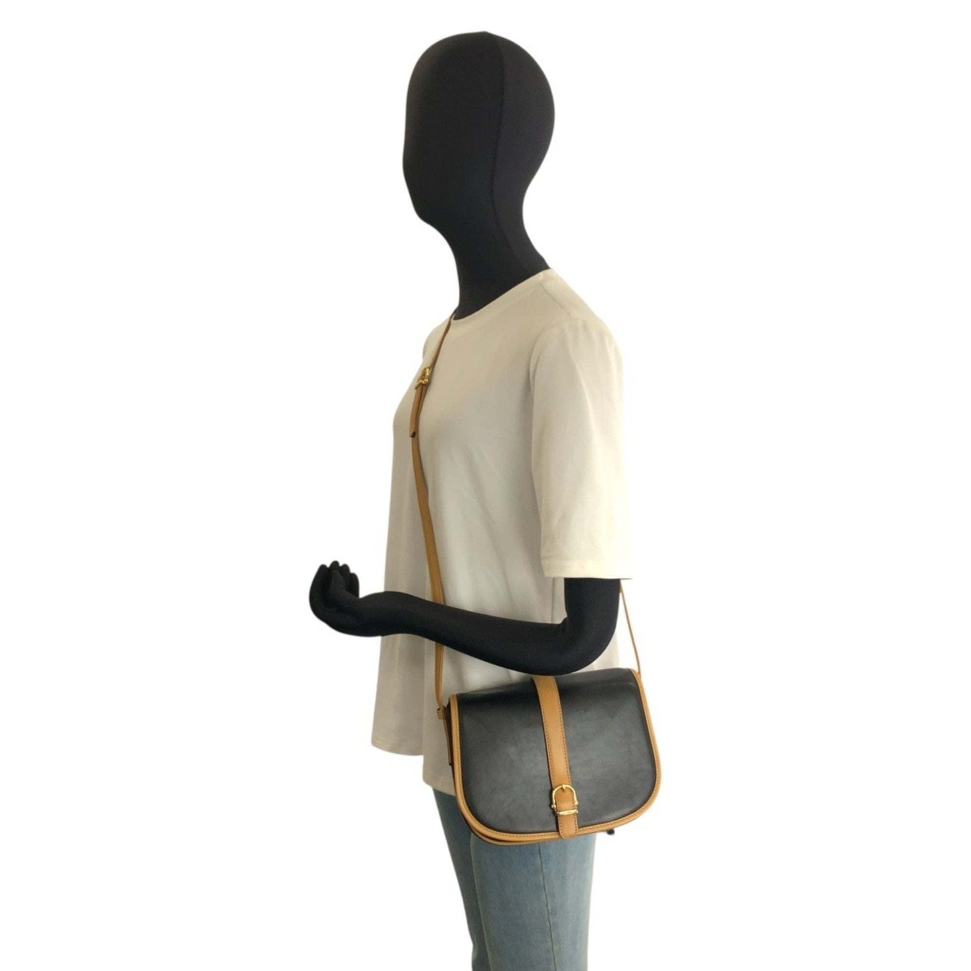 Celine Black Brown Leather Pochette Shoulder Bag (Pre-Owned)