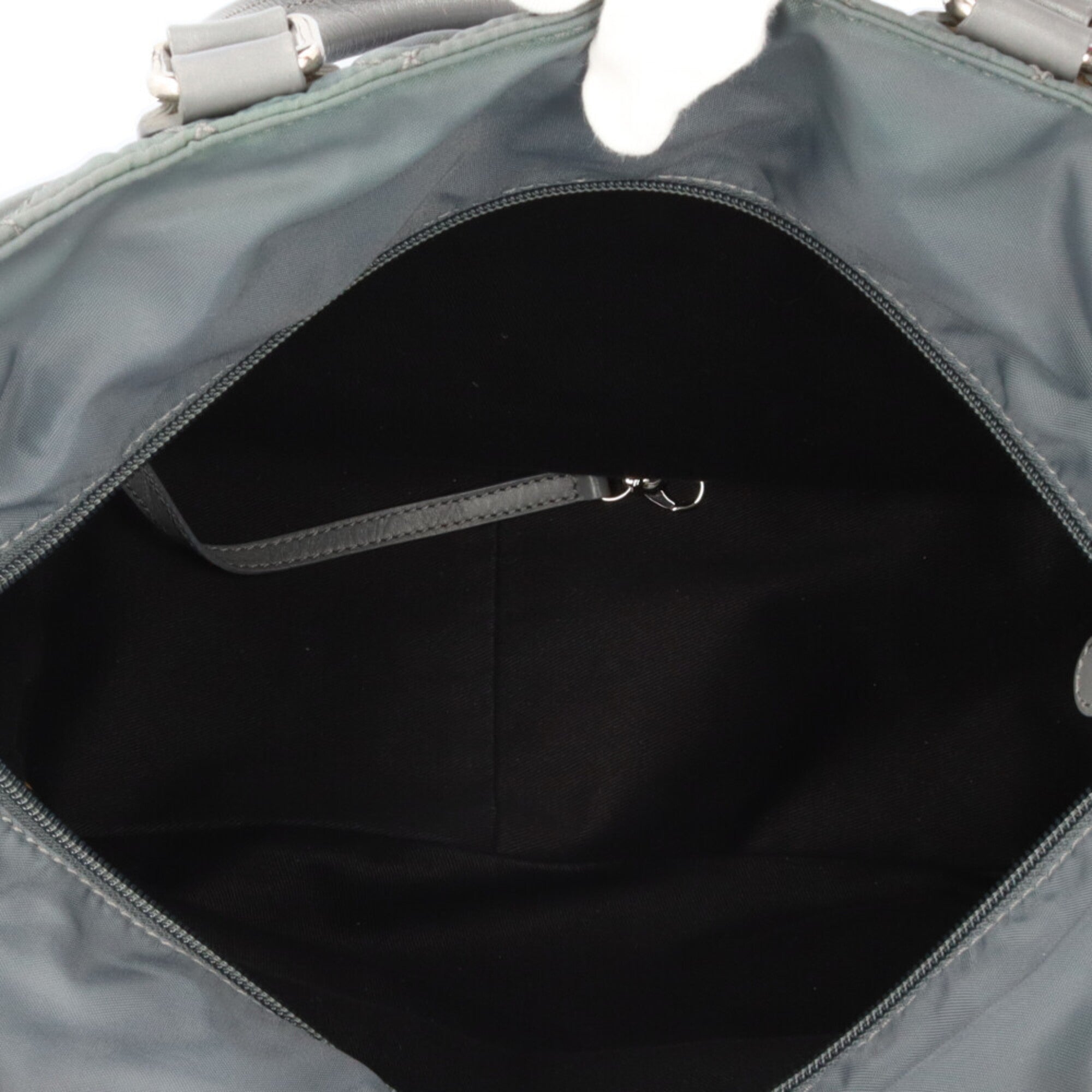 Chanel Gray Nylon Leather Tote Bag (Pre-Owned)