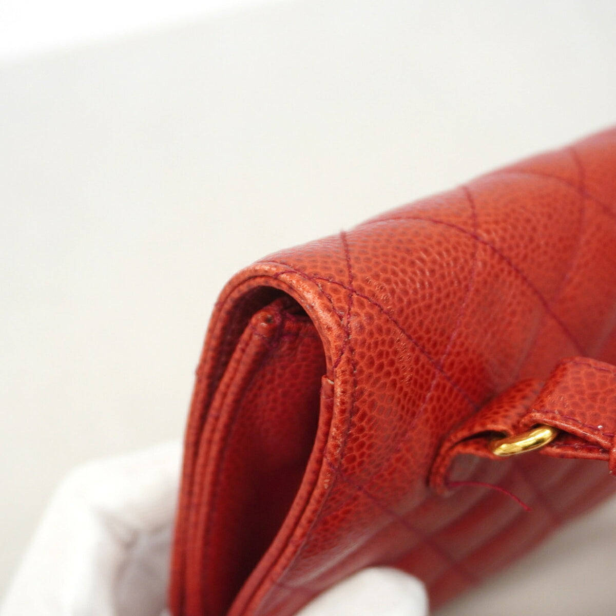 Chanel Red Color Grained Calfskin Fanny Pack (Pre-Owned)