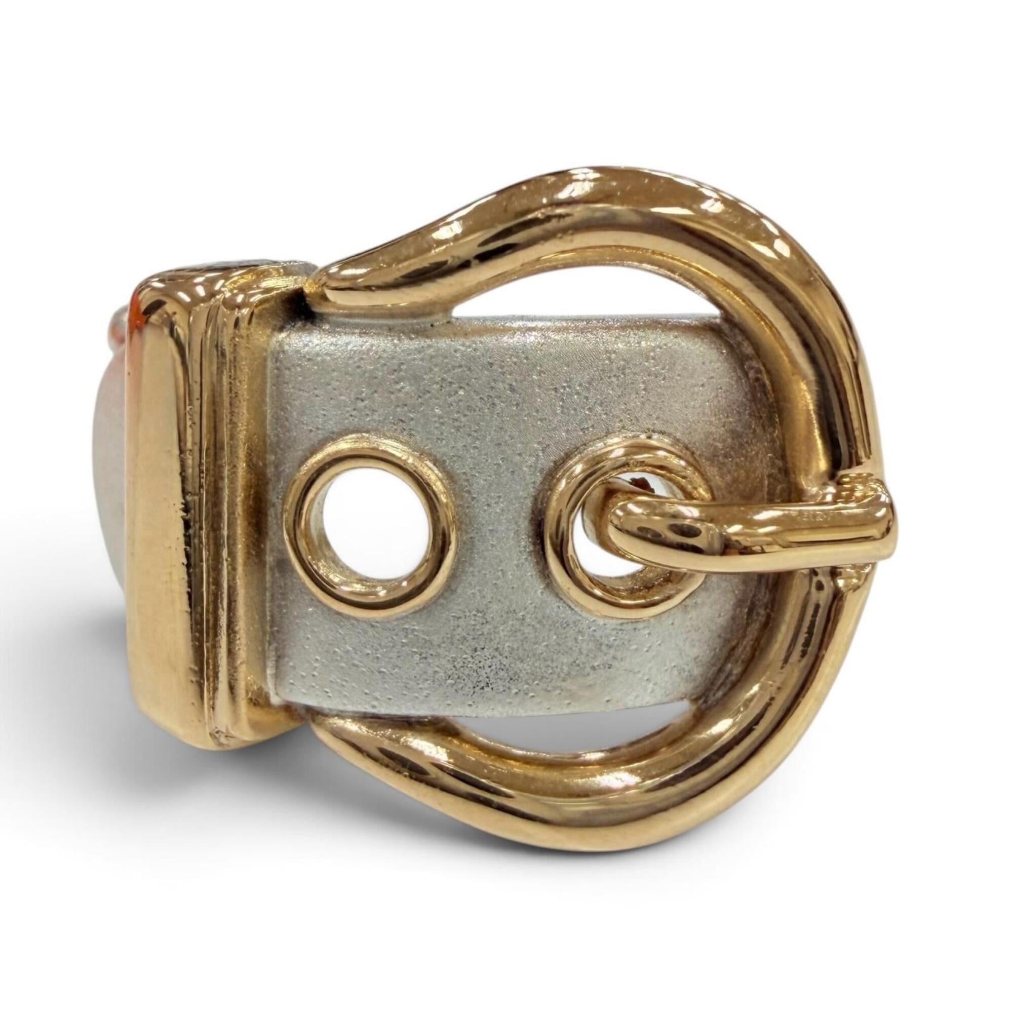 Hermes Silver Yellow Gold Yellow Gold (18K) Silver 925 Band Ring (Pre-Owned)