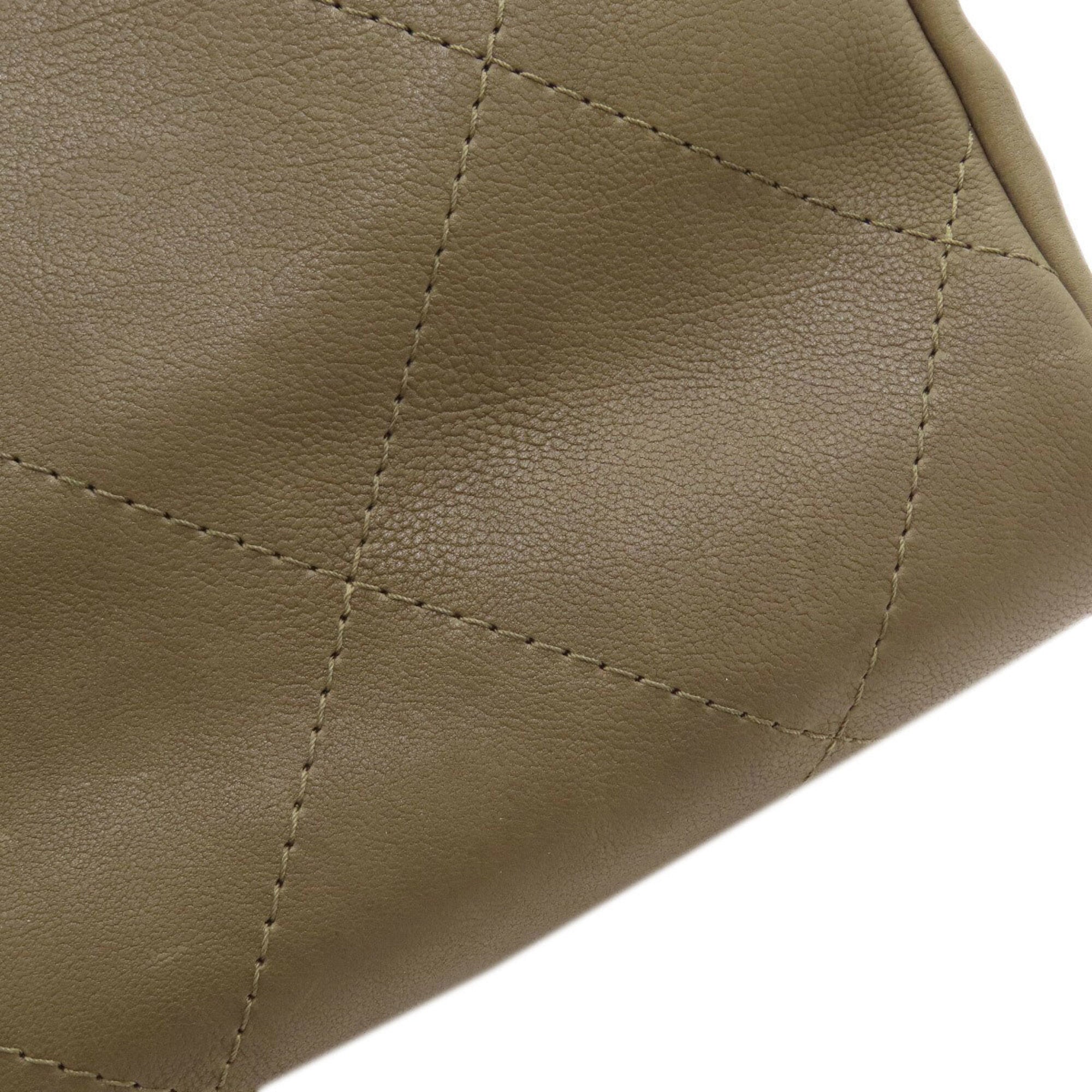 Chanel Khaki Leather Tote Bag (Pre-Owned)