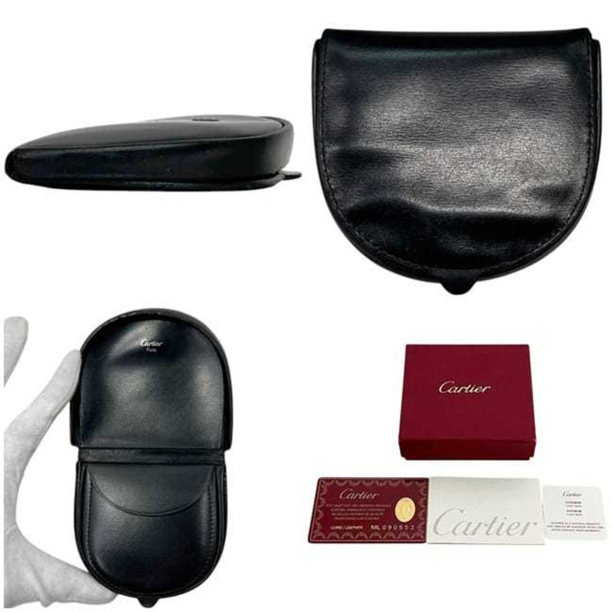 Cartier Black Leather Coin Purse/Coin Case (Pre-Owned)