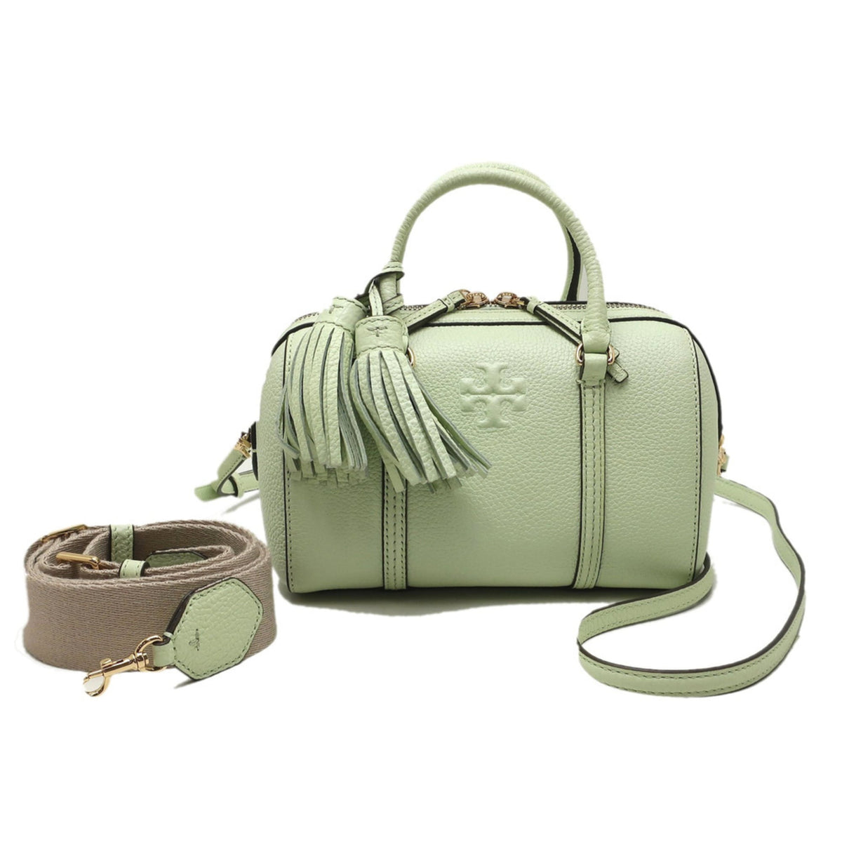 Tory Burch Green Leather Boston Bag (Pre-Owned)