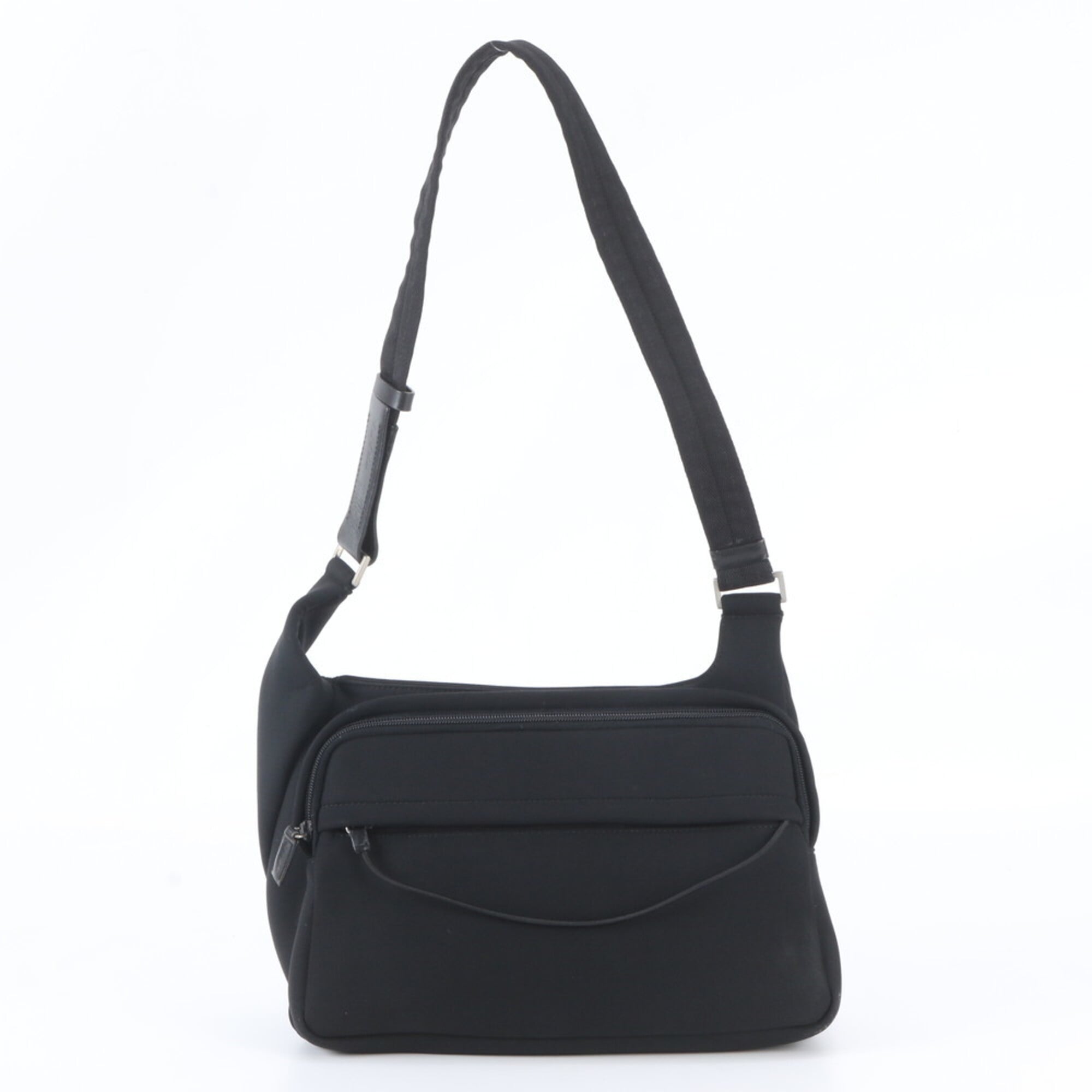 Prada Black Nylon Leather Messenger Bag Shoulder Bag (Pre-Owned)