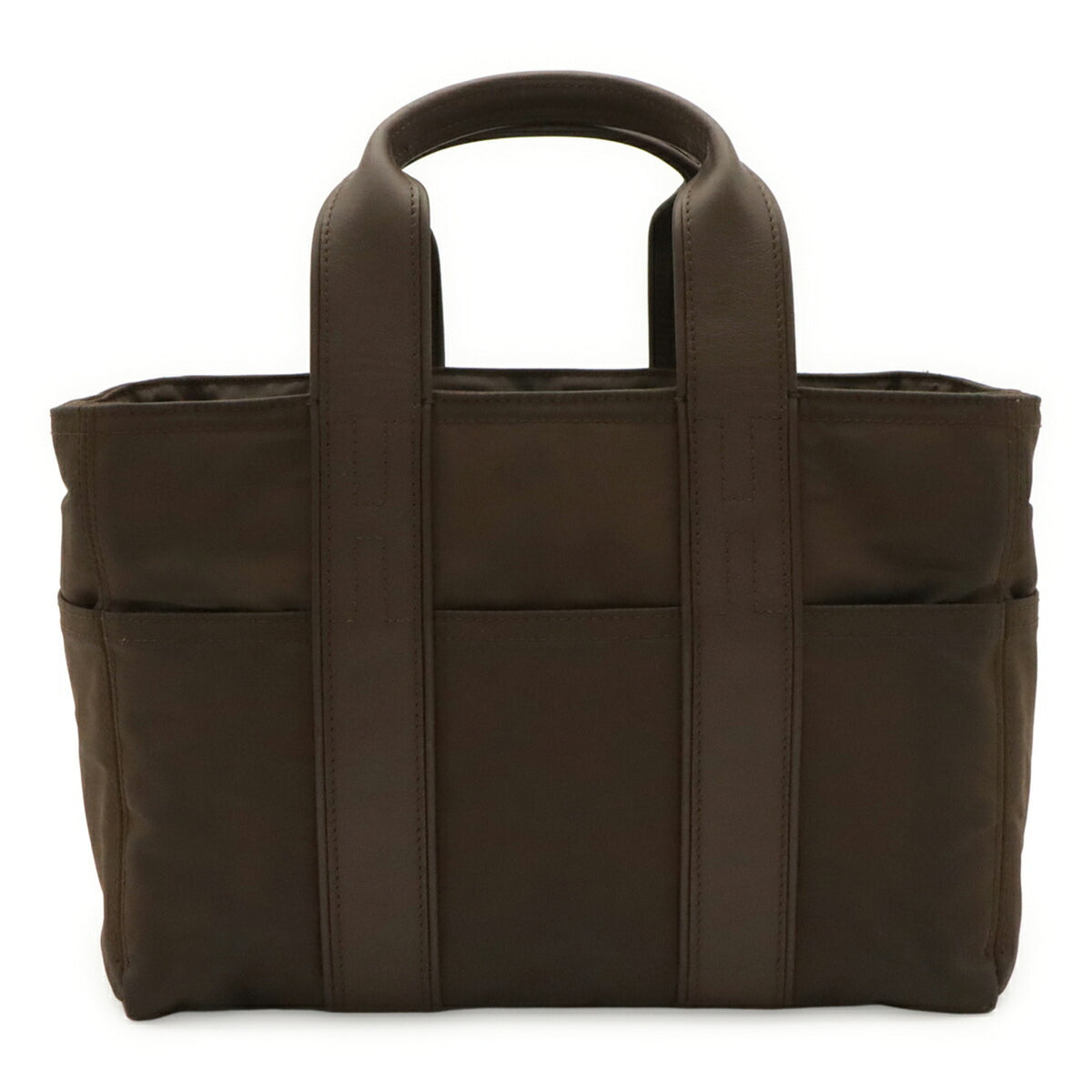 Hermes Dark Brown Nylon Handbag Tote Bag (Pre-Owned)