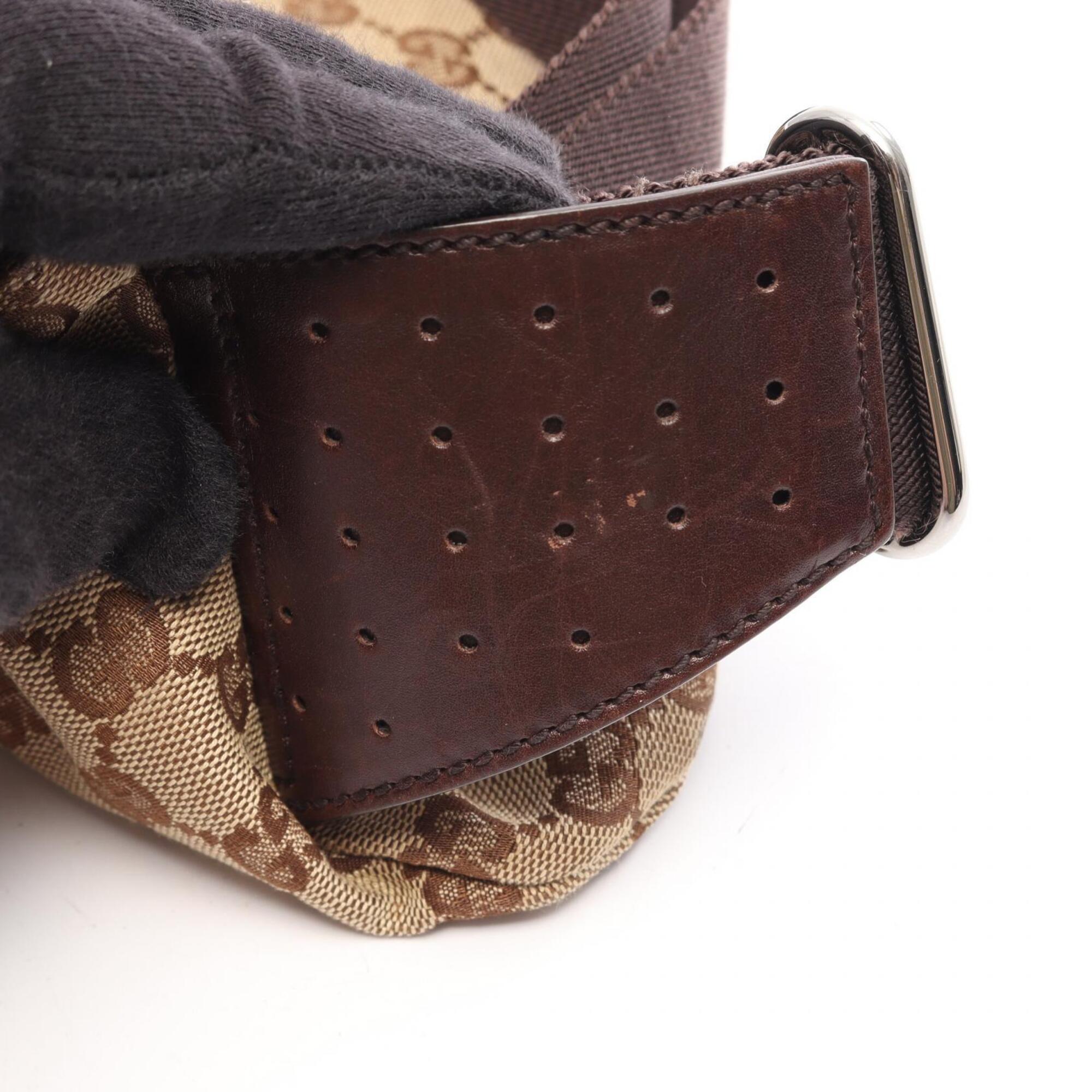 Gucci Beige Brown Gg Canvas Leather Fanny Pack Handbag (Pre-Owned)