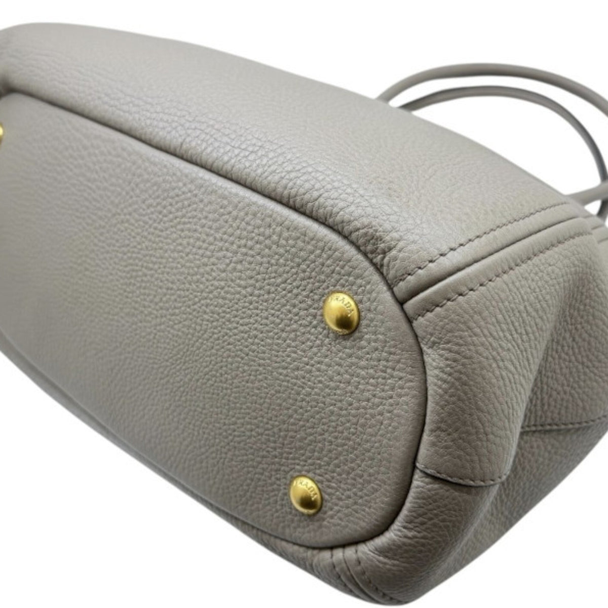 Prada Grayish Leather Handbag Shoulder Bag (Pre-Owned)