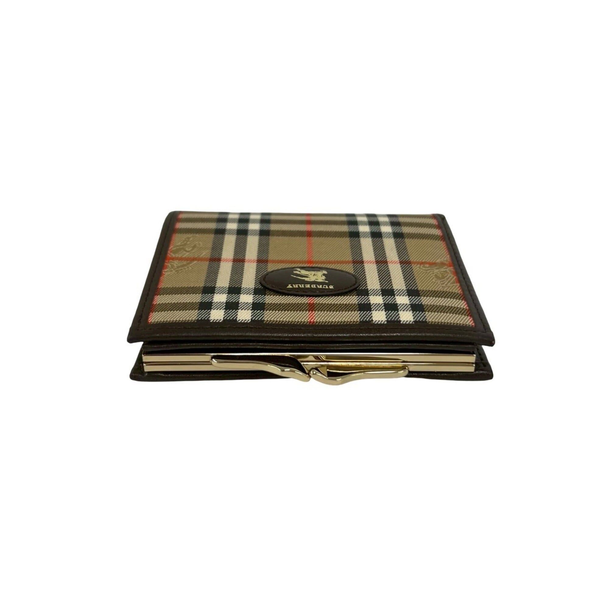 Burberry Beige Brown Canvas Leather Wallet (Bi-Fold) (Pre-Owned)