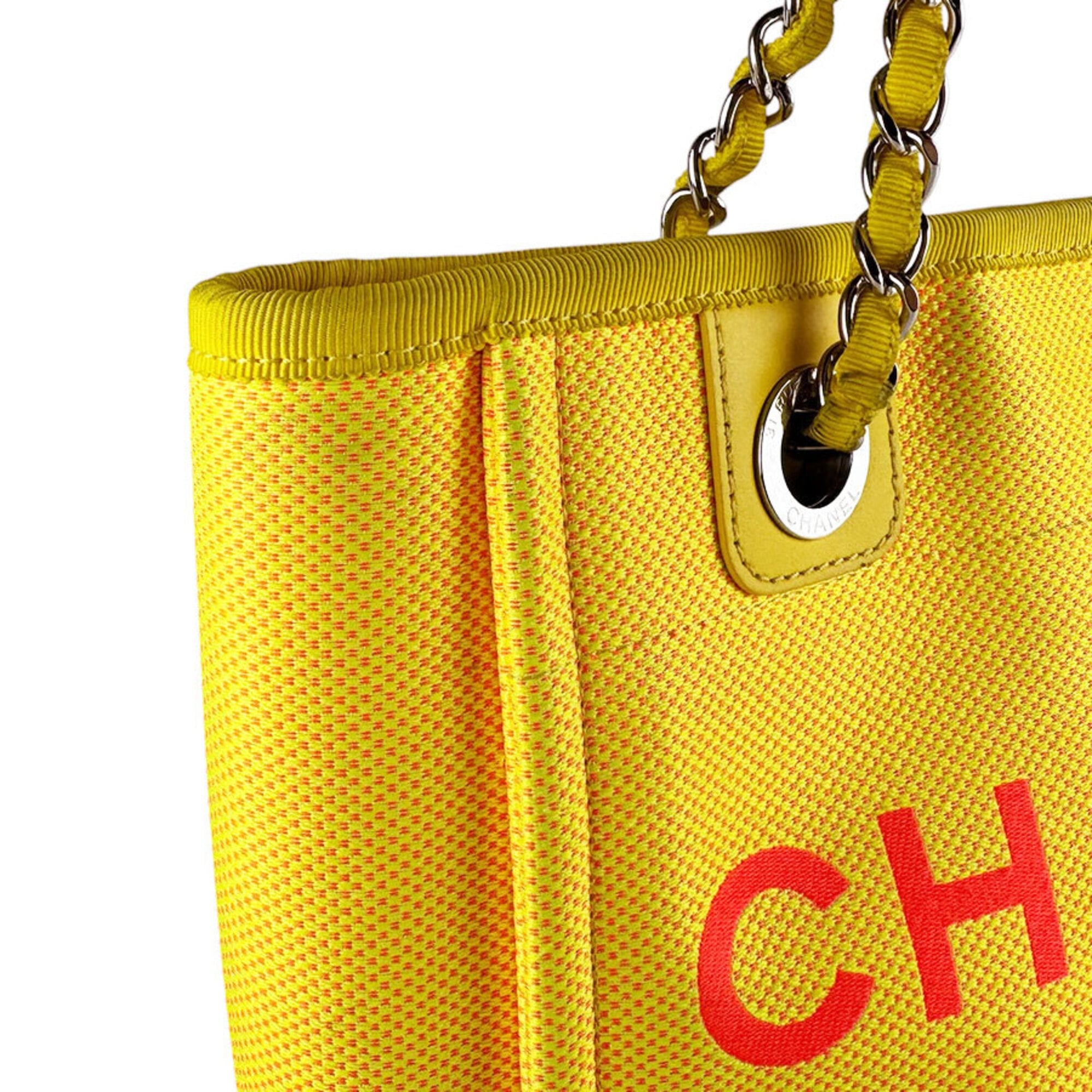 Chanel Pink Yellow Canvas Handbag (Pre-Owned)