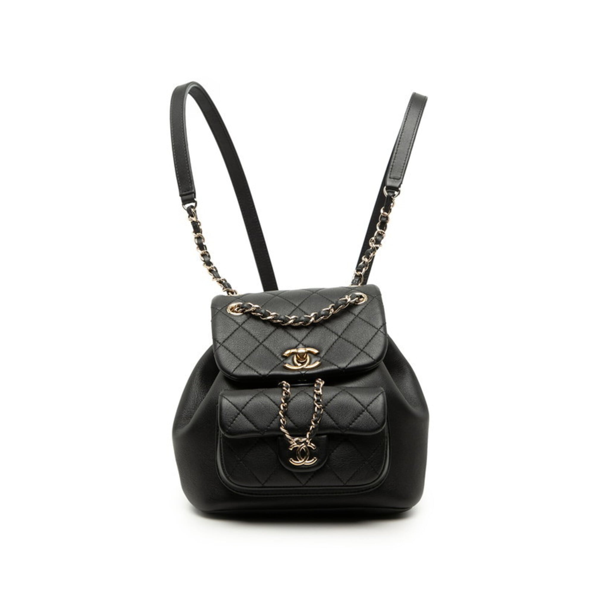 Chanel Matelasse Black Leather Backpack (Pre-Owned)