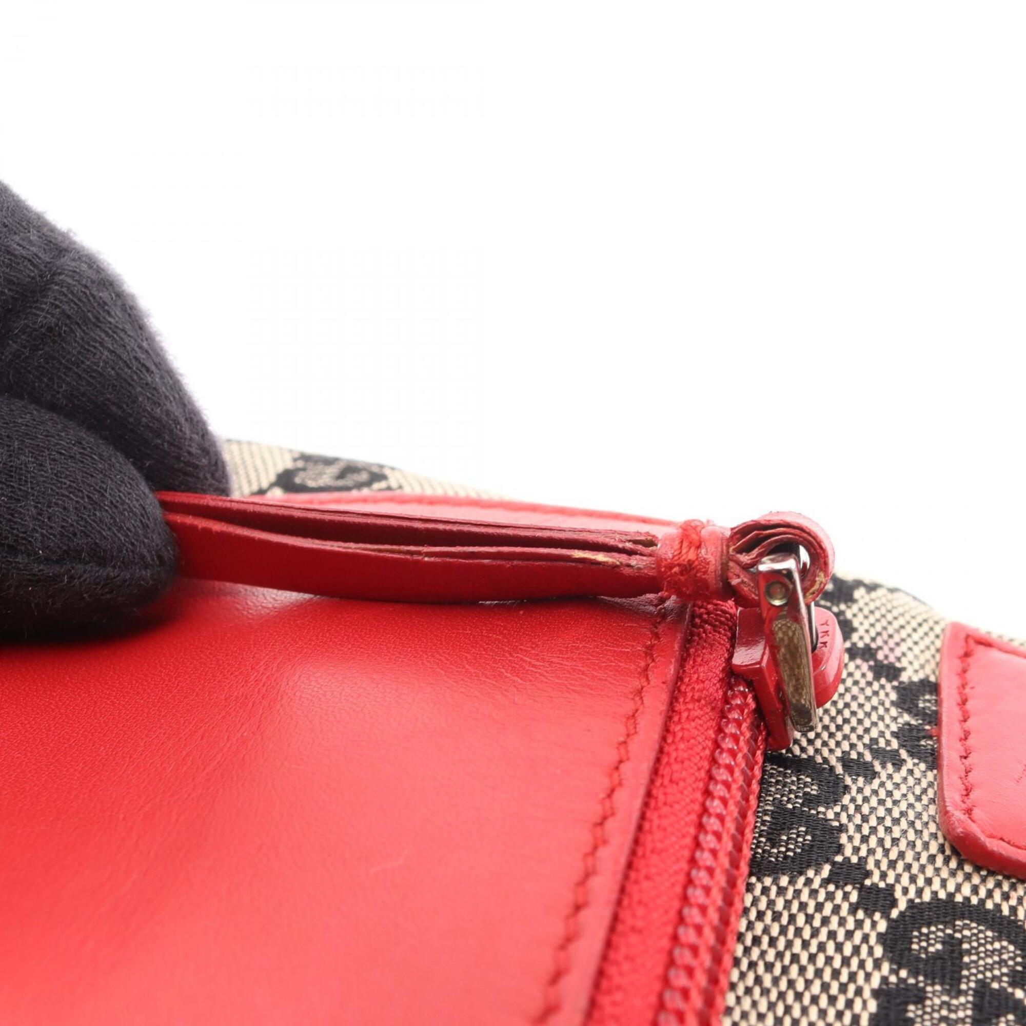 Gucci Beige Navy Red Color Canvas Leather Handbag Tote Bag (Pre-Owned)