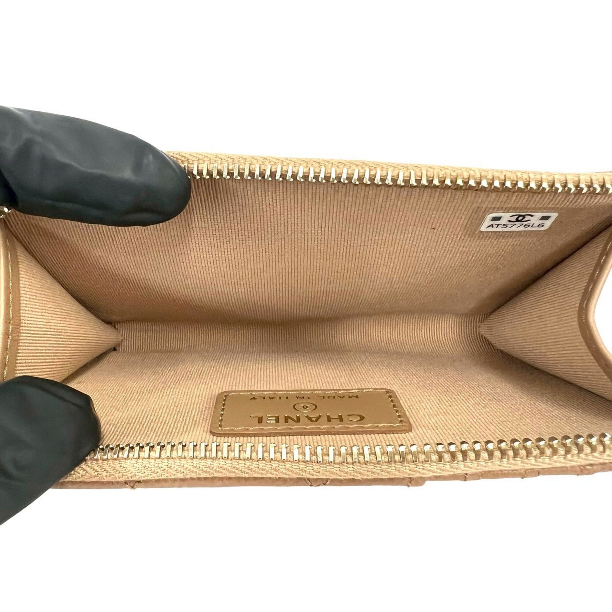 Chanel Beige Grained Calfskin Coin Purse/Coin Case (Pre-Owned)