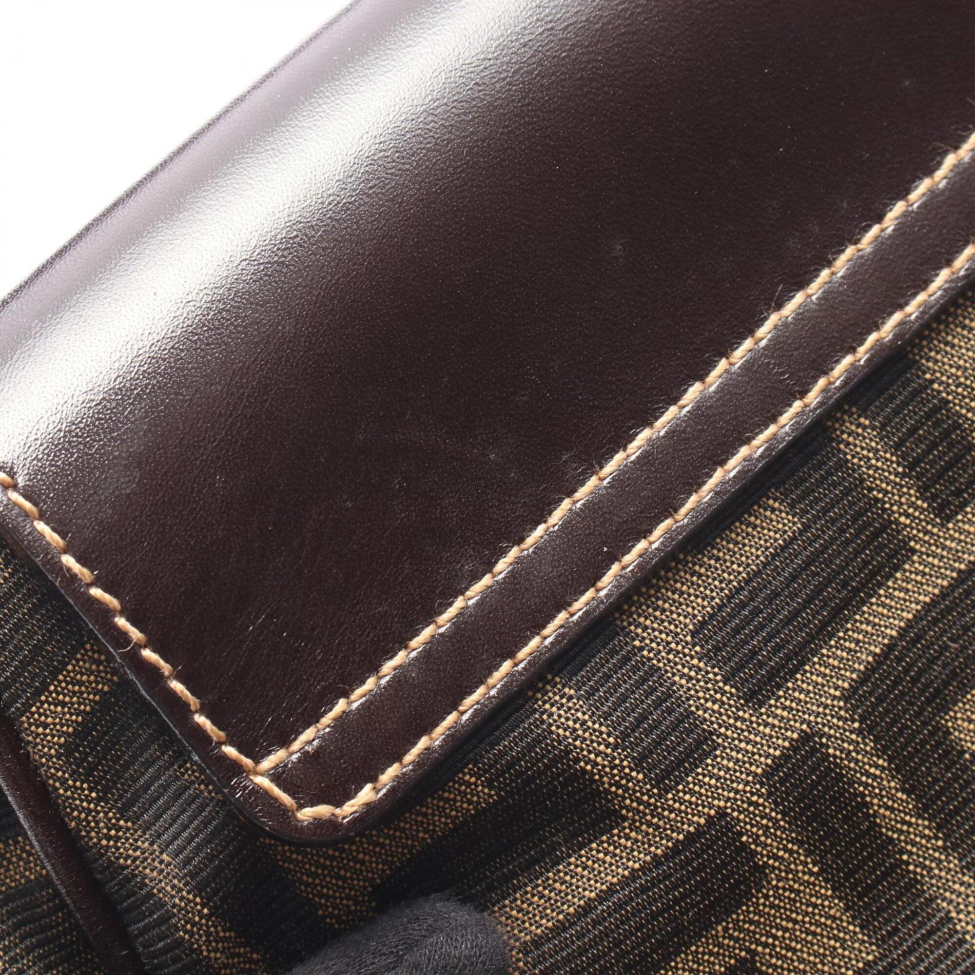 Fendi Brown Canvas Leather Handbag Shoulder Bag (Pre-Owned)