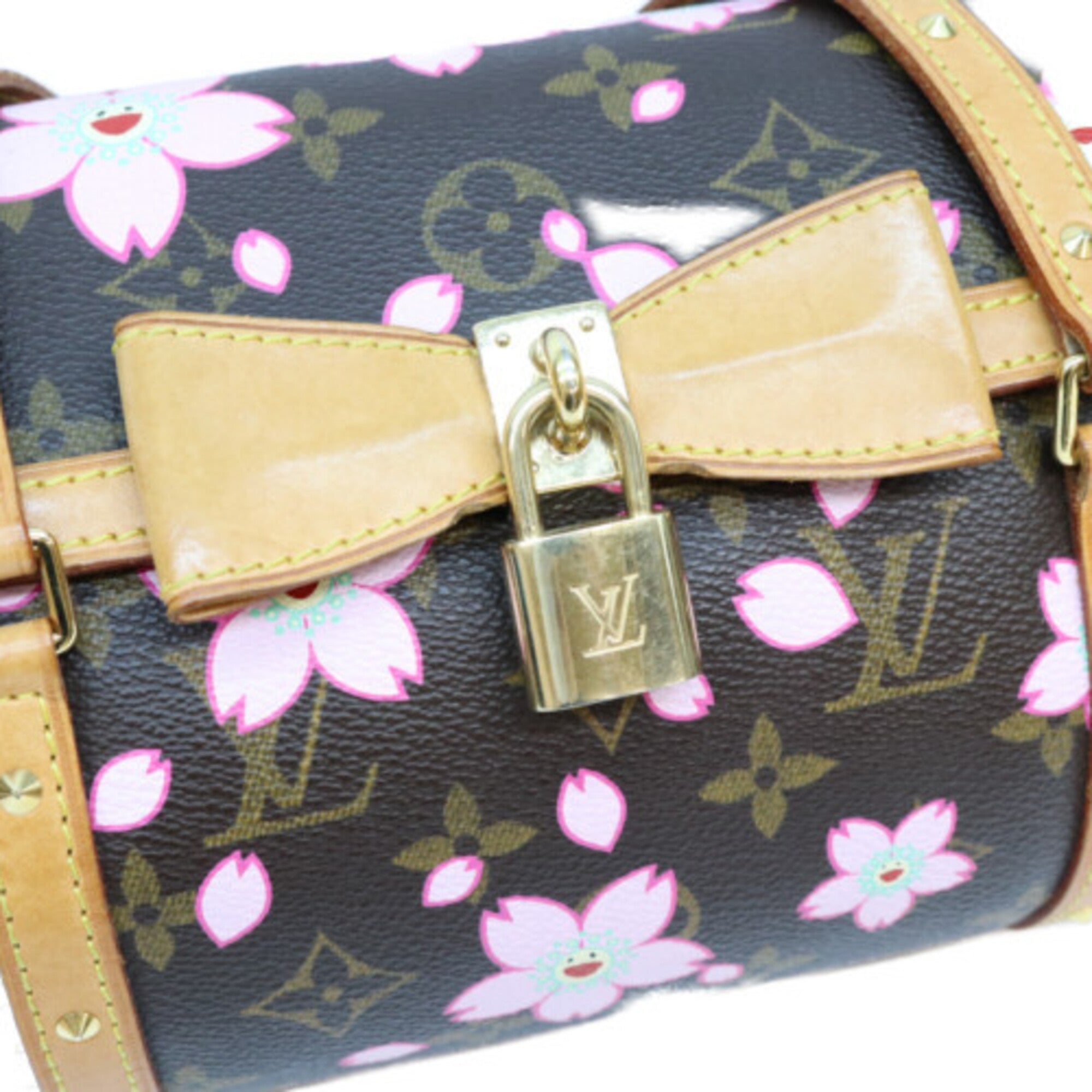 Louis Vuitton Brown Pink Monogram Cherry Blossom Handbag (Pre-Owned)