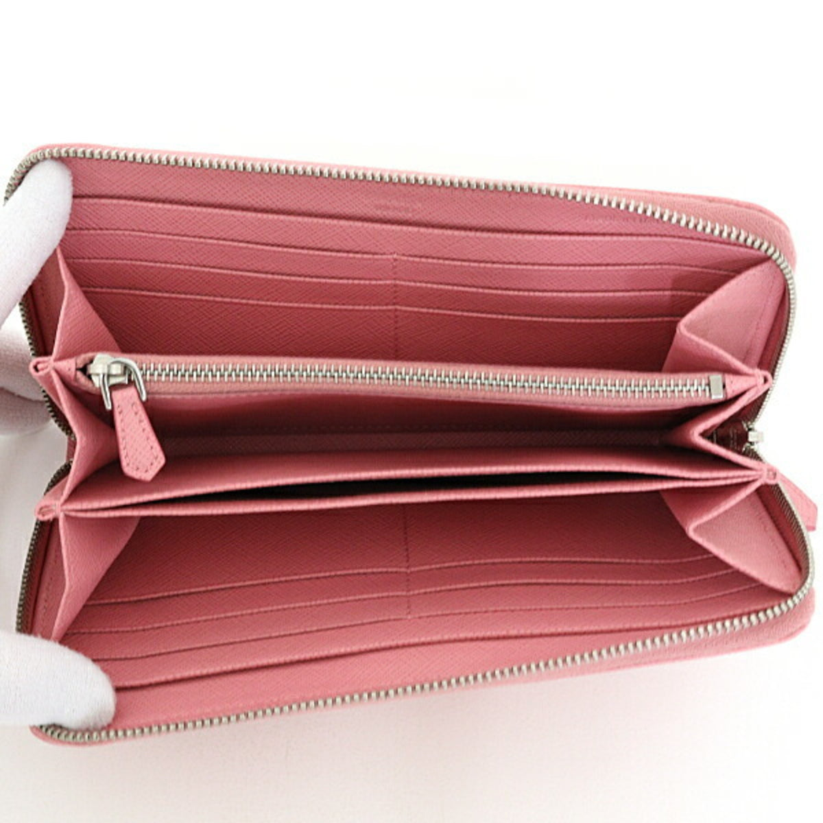 Prada Pink Saffiano Metal Long Wallet (Bi-Fold) (Pre-Owned)