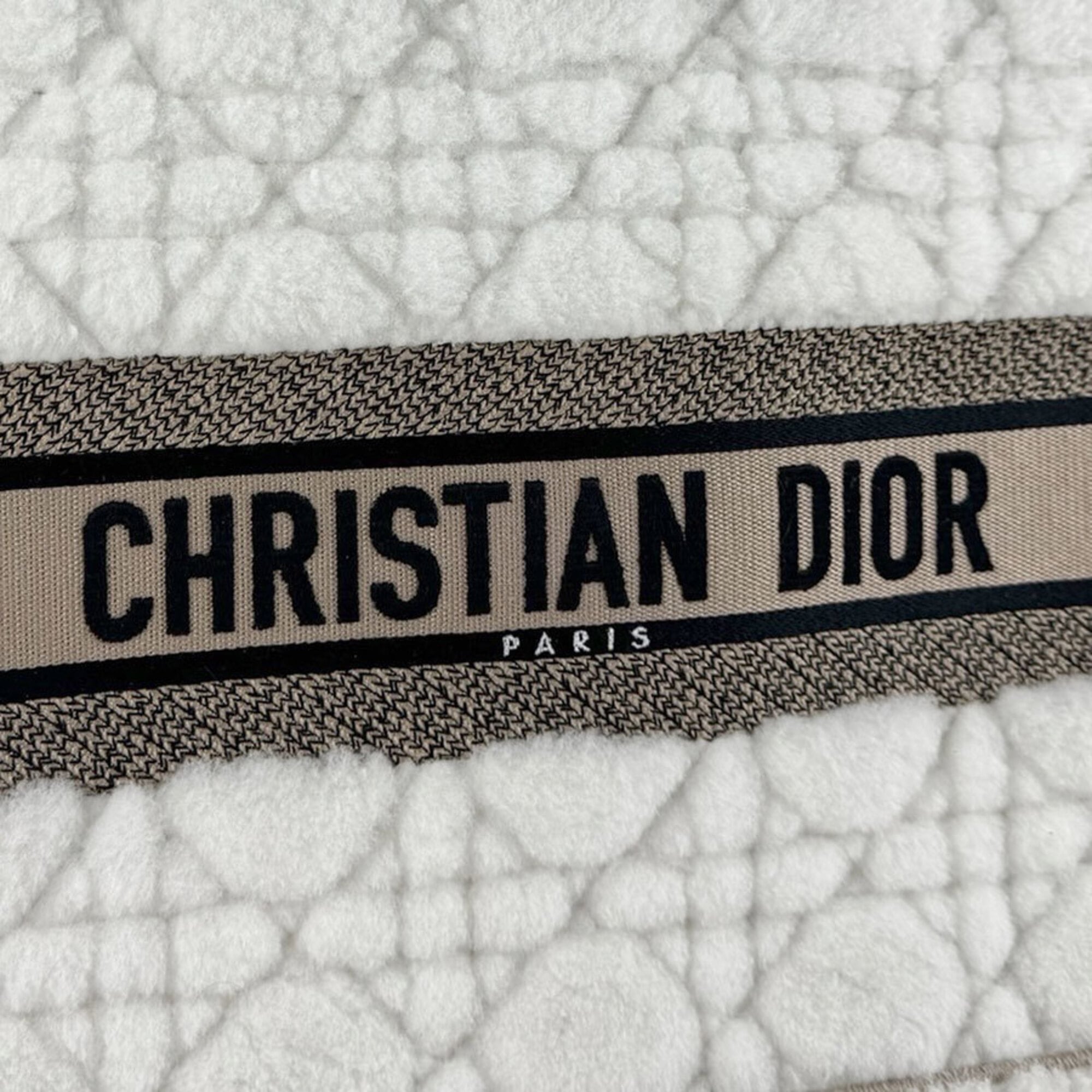 Christian Dior Beige Black White Canvas Handbag (Pre-Owned)