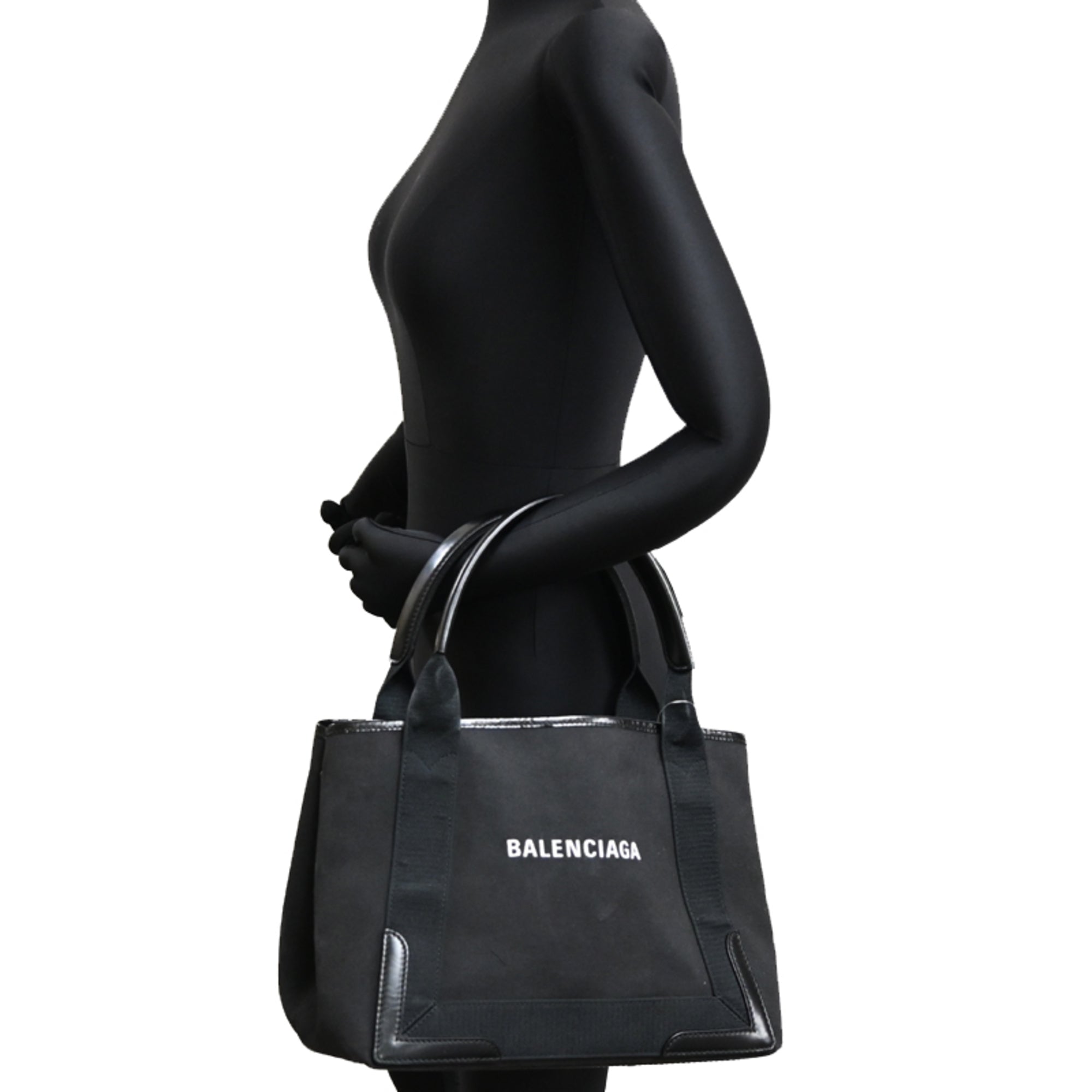 Balenciaga Black Canvas Leather Tote Bag (Pre-Owned)