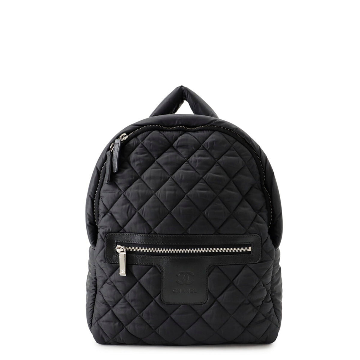Chanel Black Nylon Leather Backpack Handbag (Pre-Owned)